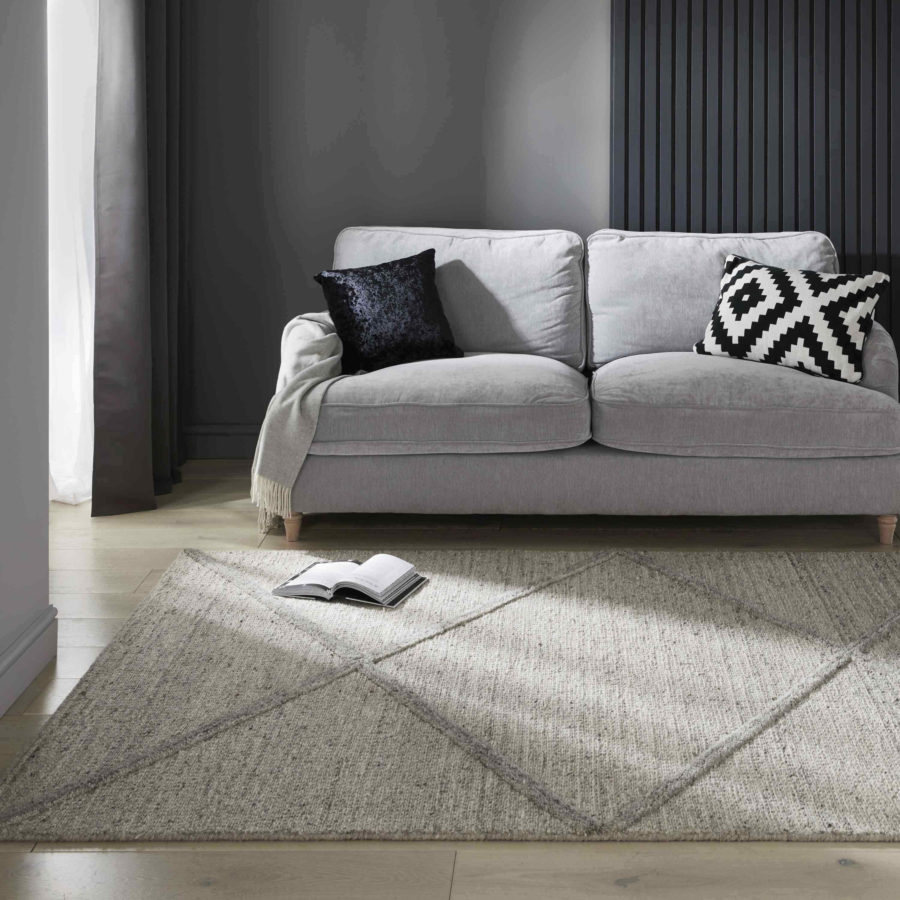 Grey - Homemaker - Estelle Checker Rug Grey - 1