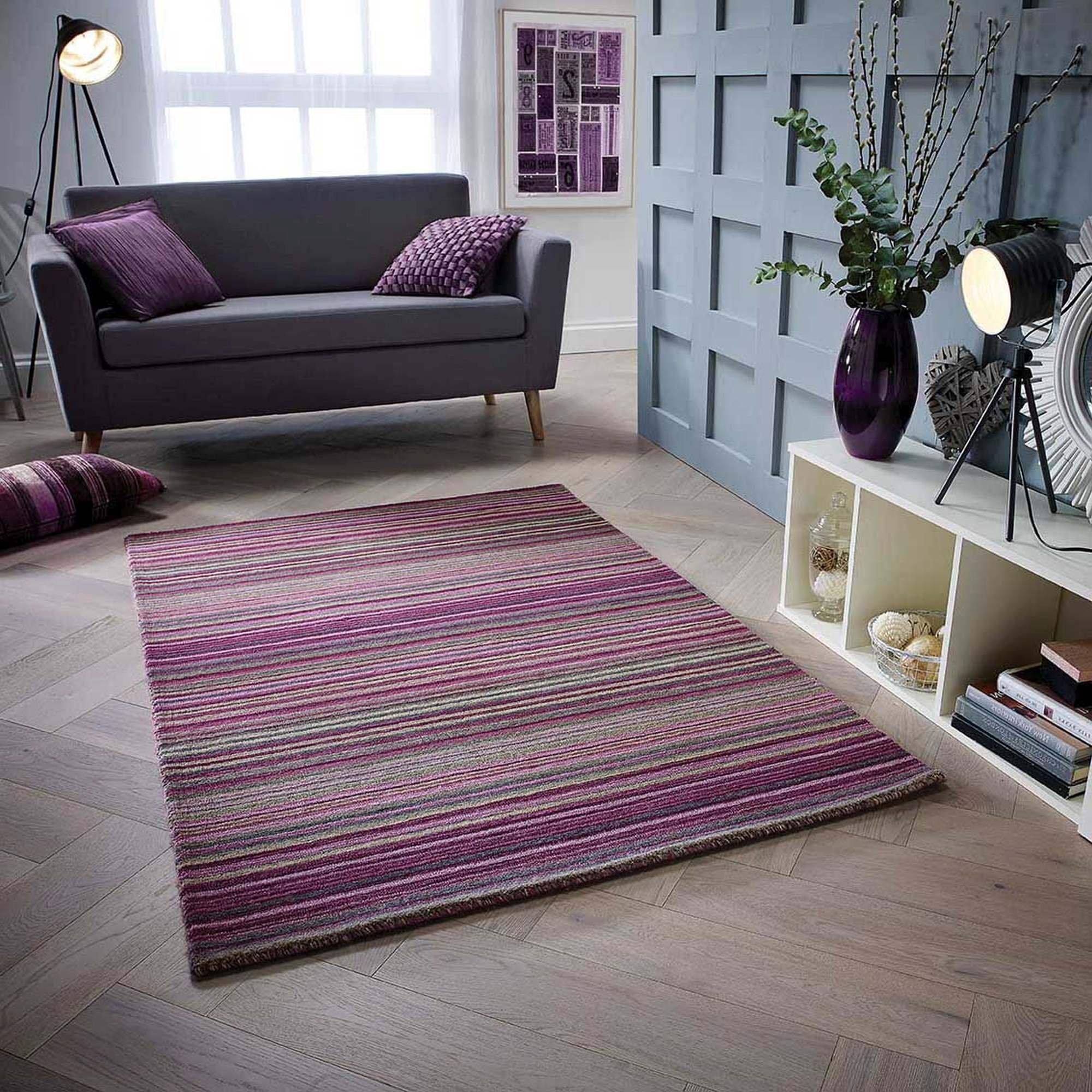 Homemaker  Mumbai Stripe Rug Berry - 200x285cm