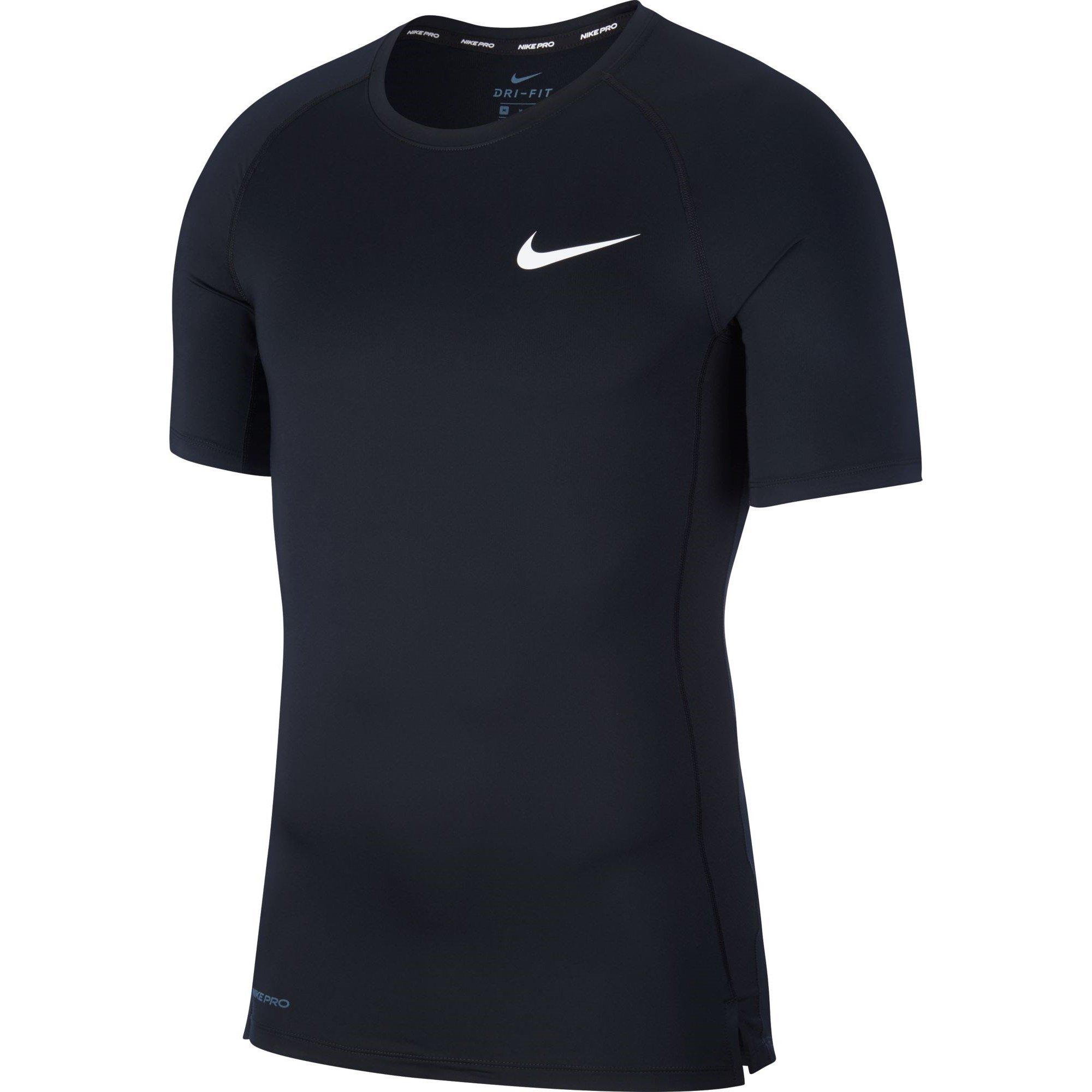 BLACK/WHITE - Nike - Pro Men's Tight Fit Short-Sleeve Top - 1