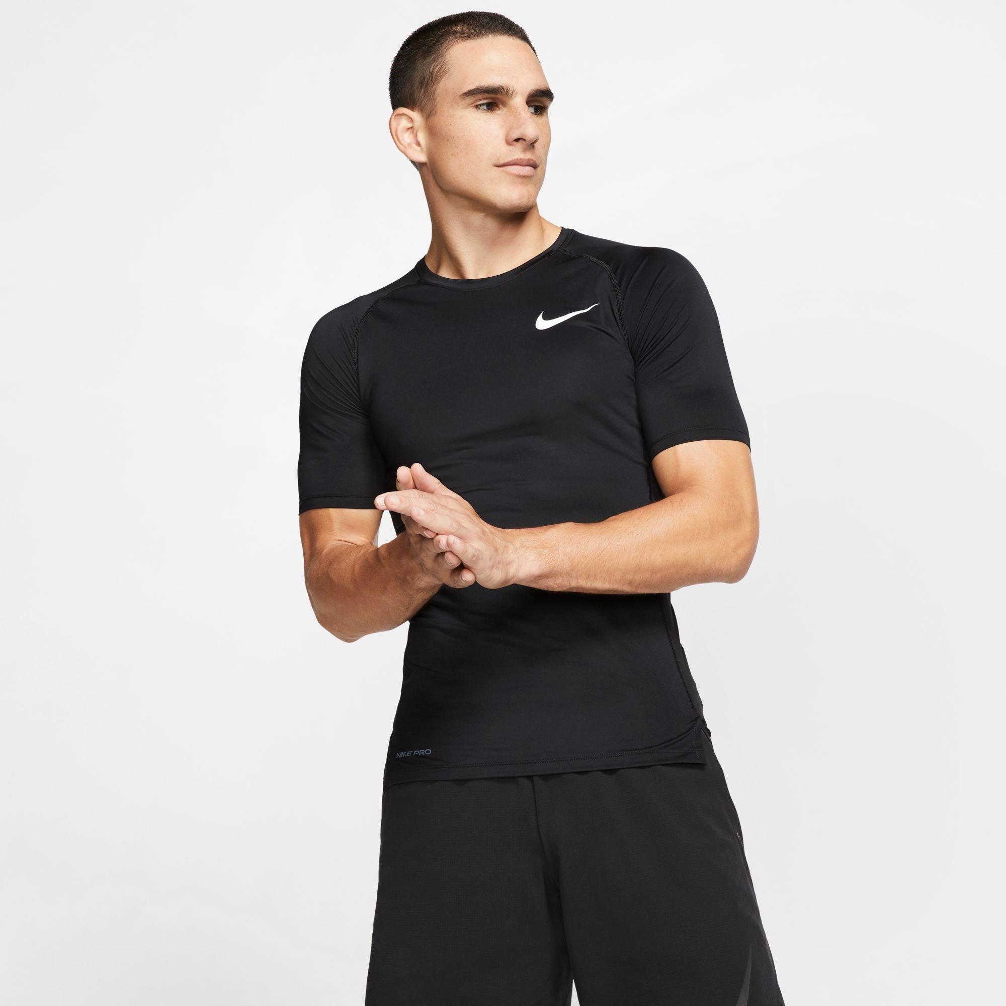 BLACK/WHITE - Nike - Pro Men's Tight Fit Short-Sleeve Top - 3