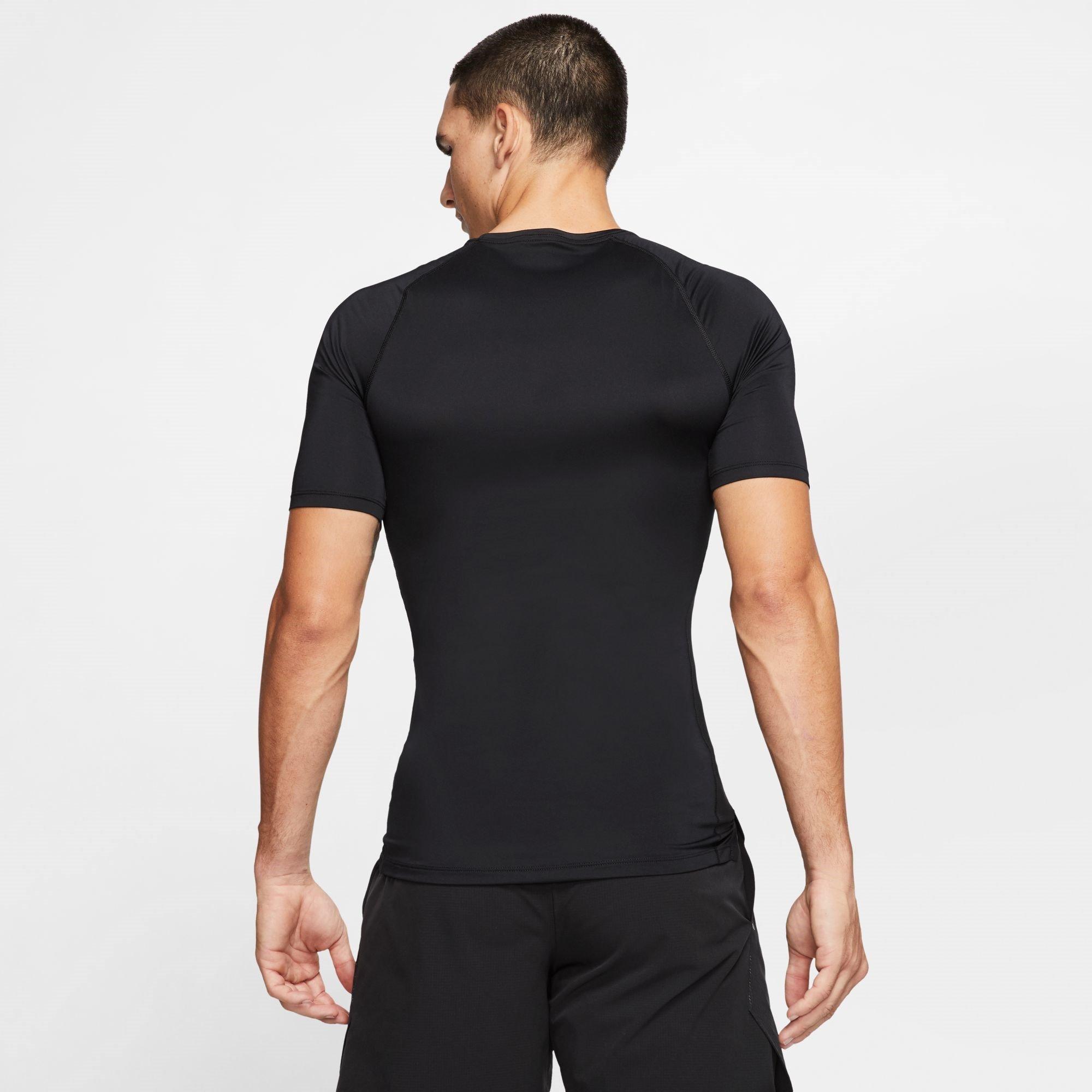 BLACK/WHITE - Nike - Pro Men's Tight Fit Short-Sleeve Top - 4