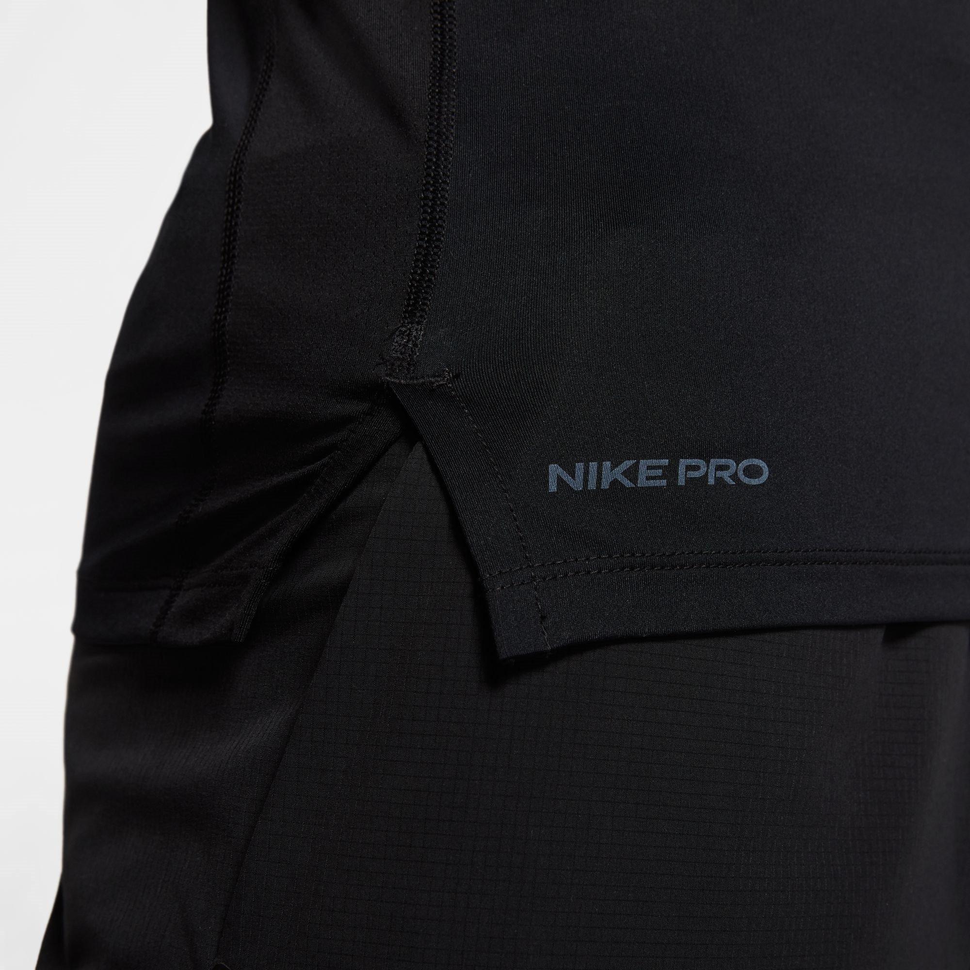 BLACK/WHITE - Nike - Pro Men's Tight Fit Short-Sleeve Top - 5