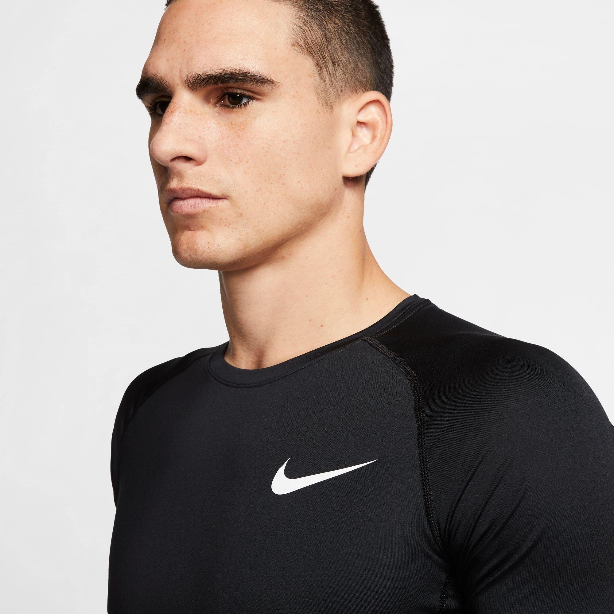BLACK/WHITE - Nike - Pro Men's Tight Fit Short-Sleeve Top - 6