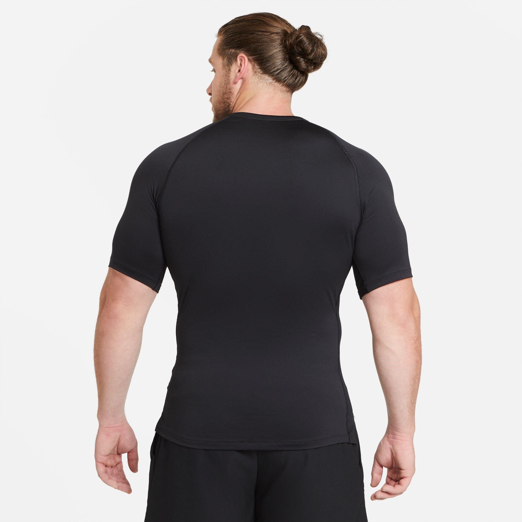 BLACK/WHITE - Nike - Pro Men's Tight Fit Short-Sleeve Top - 9