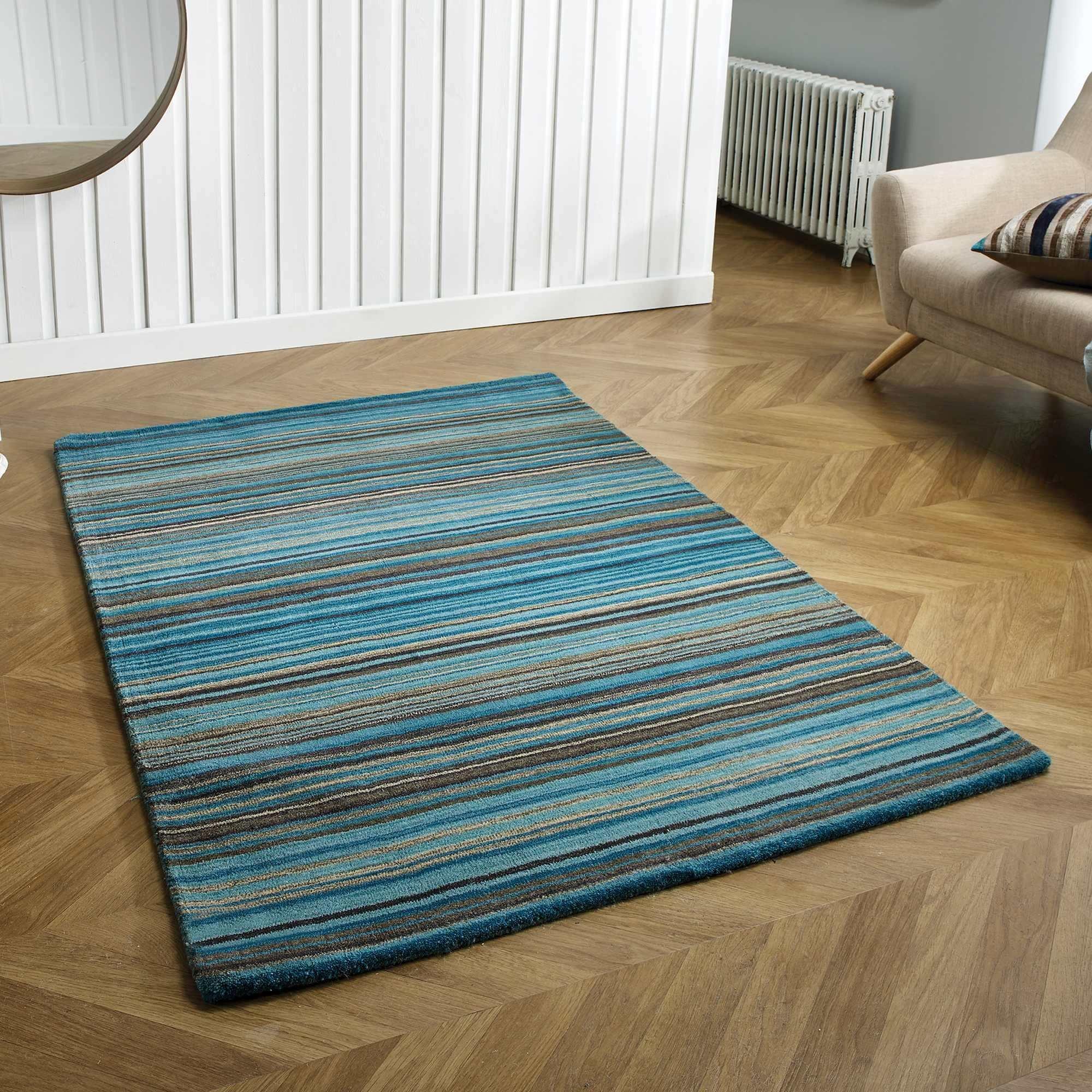 Homemaker  Mumbai Stripe Rug Teal - 200x285cm
