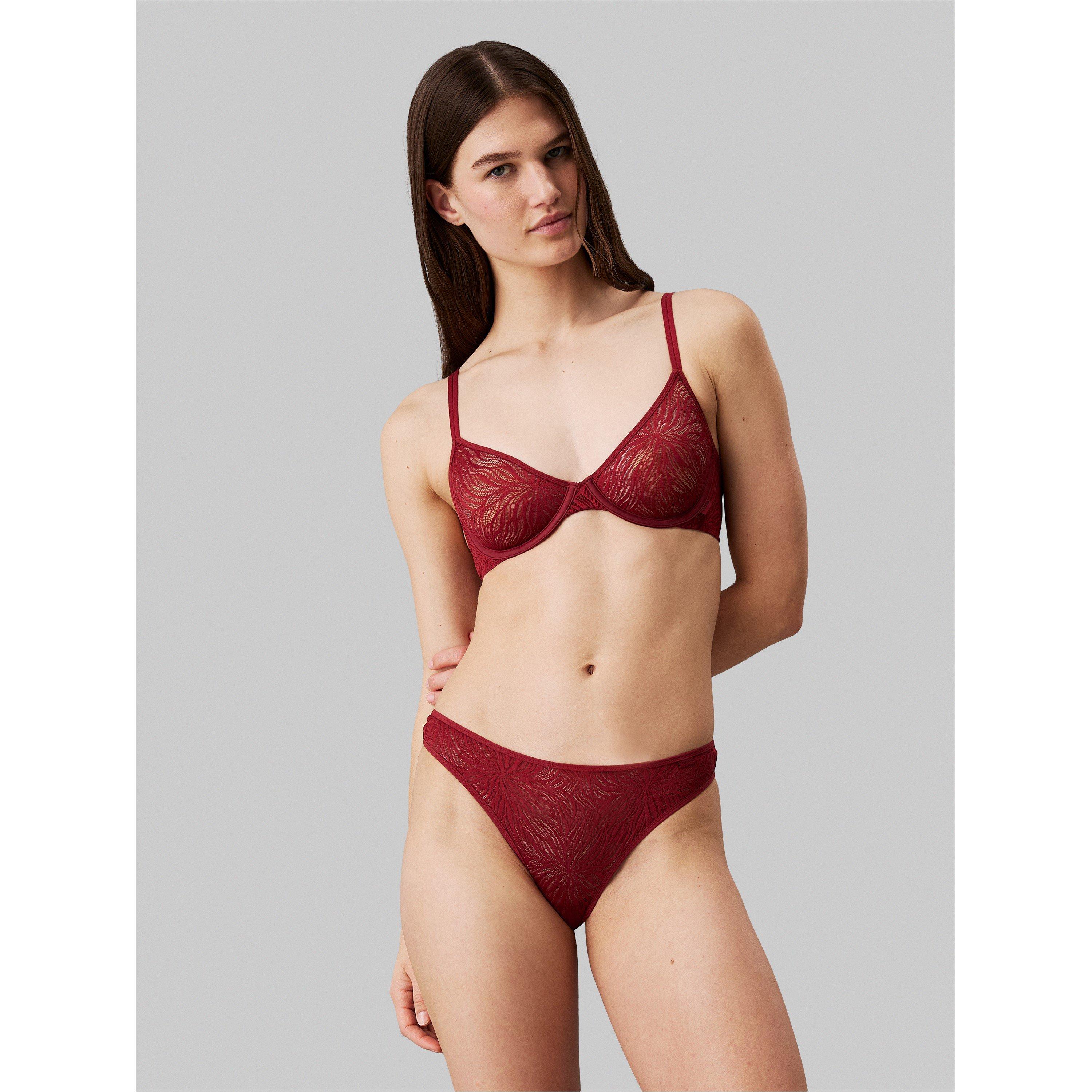 Calvin Klein Women's Thong - Sheer Marquisette - Syrah - 8 (XS)
