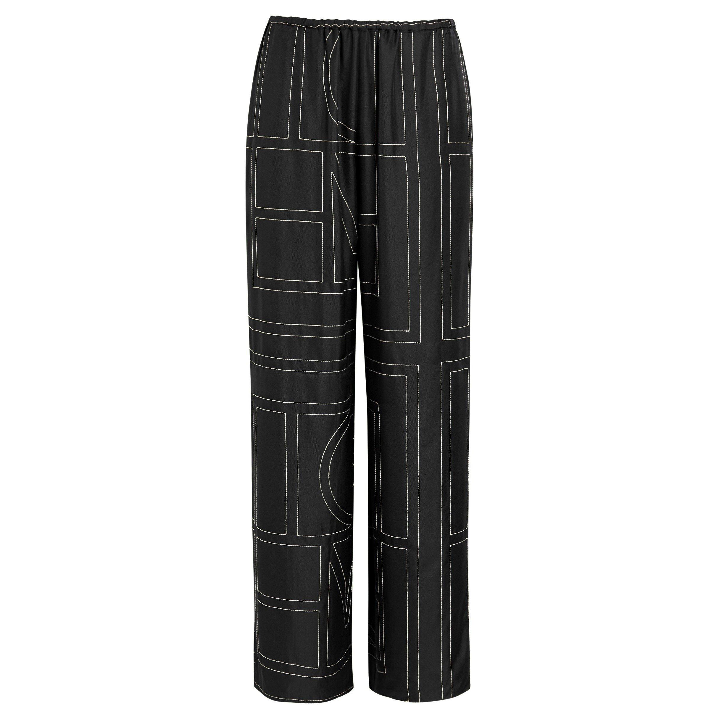 BLACK - Toteme - Monogram silk pj bottoms