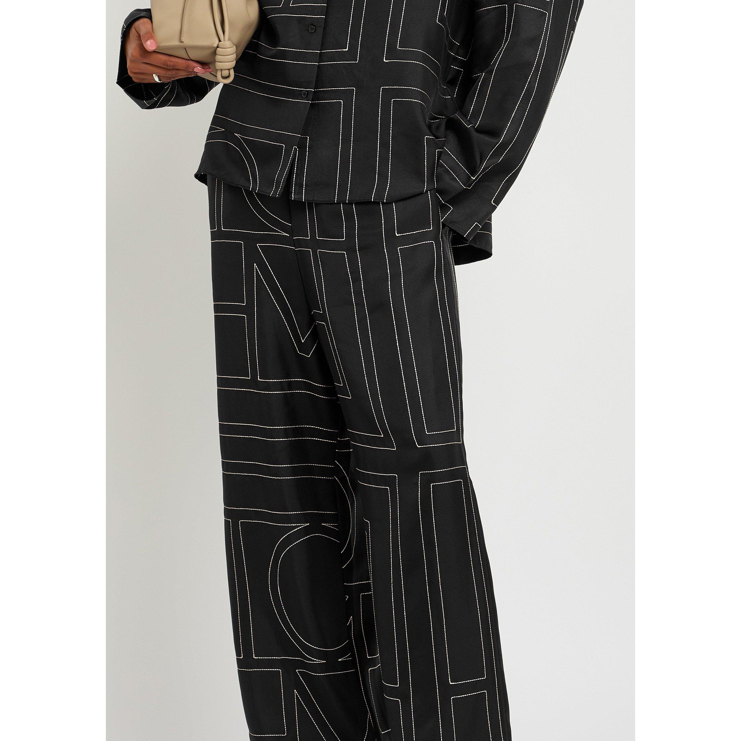 BLACK - Toteme - Women's Monogram Silk Pyjama Trousers - 4