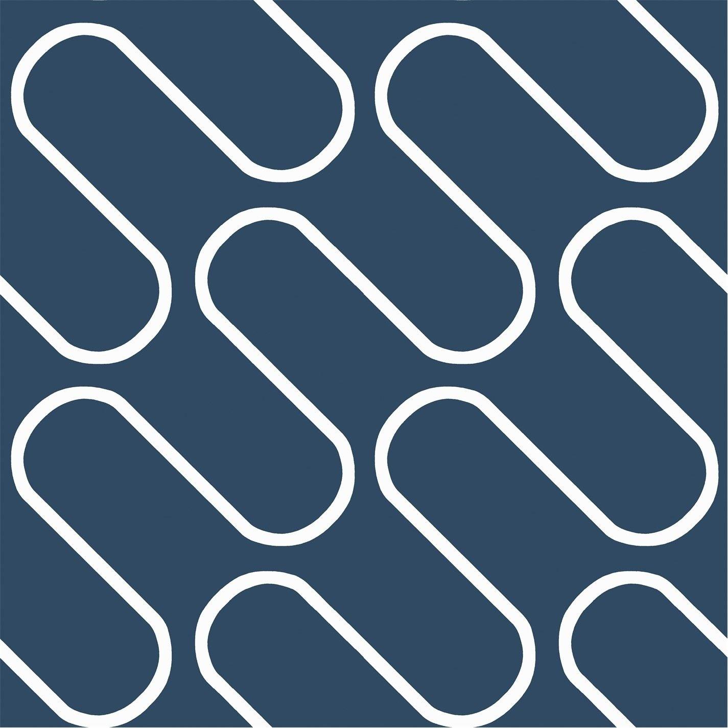 Catherine Lansfield  Linear Curve Geometric Wallpaper - Navy Blue