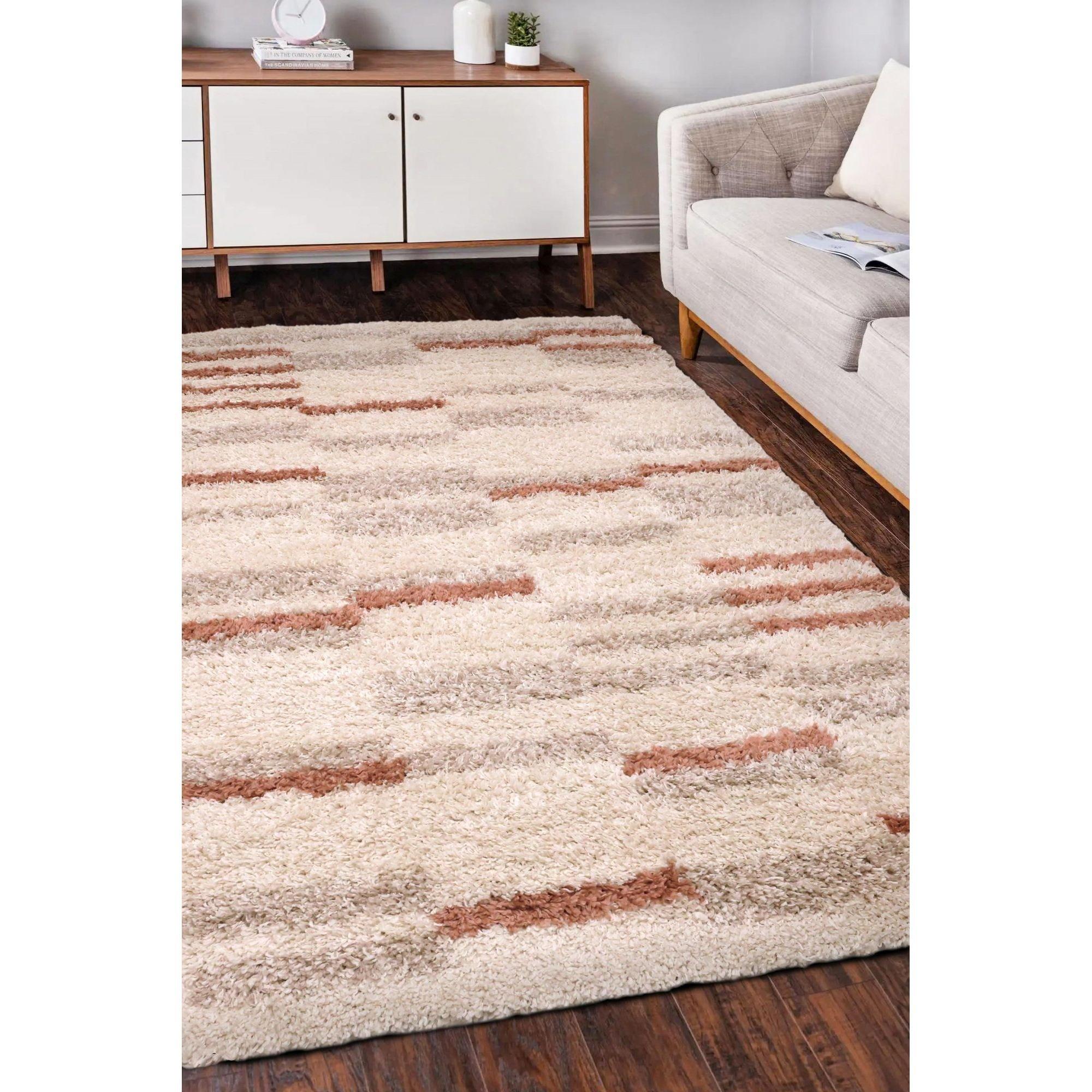 Homemaker  Roma Linear Shaggy Rug Cream - 120x170cm