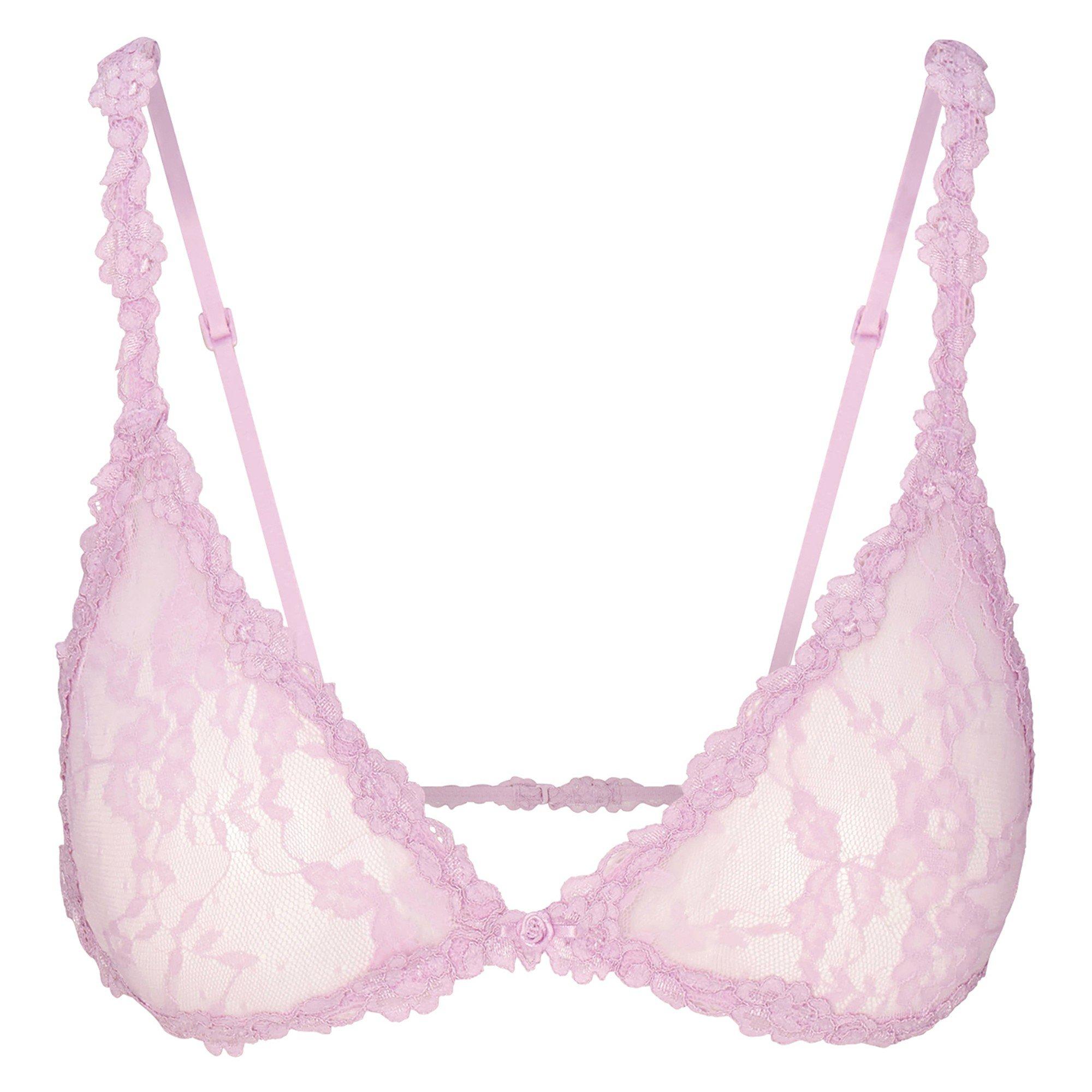 LIGHT PINK - SKIMS - STRETCH LACE TRIANGLE BRALETTE - 1