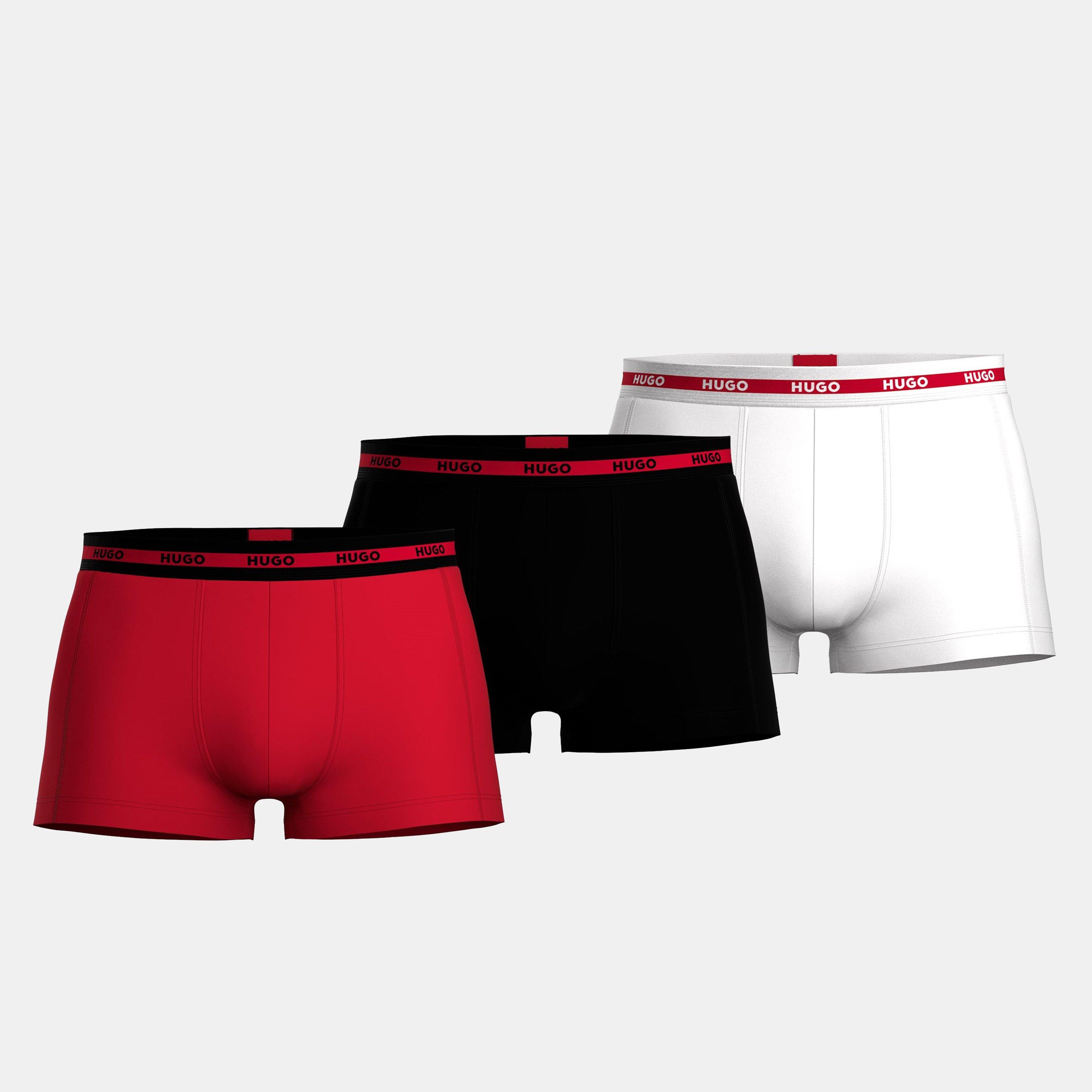 Hugo Men's 3-Pack Organic Trunks - Red/Blck/Wht - 2X Large