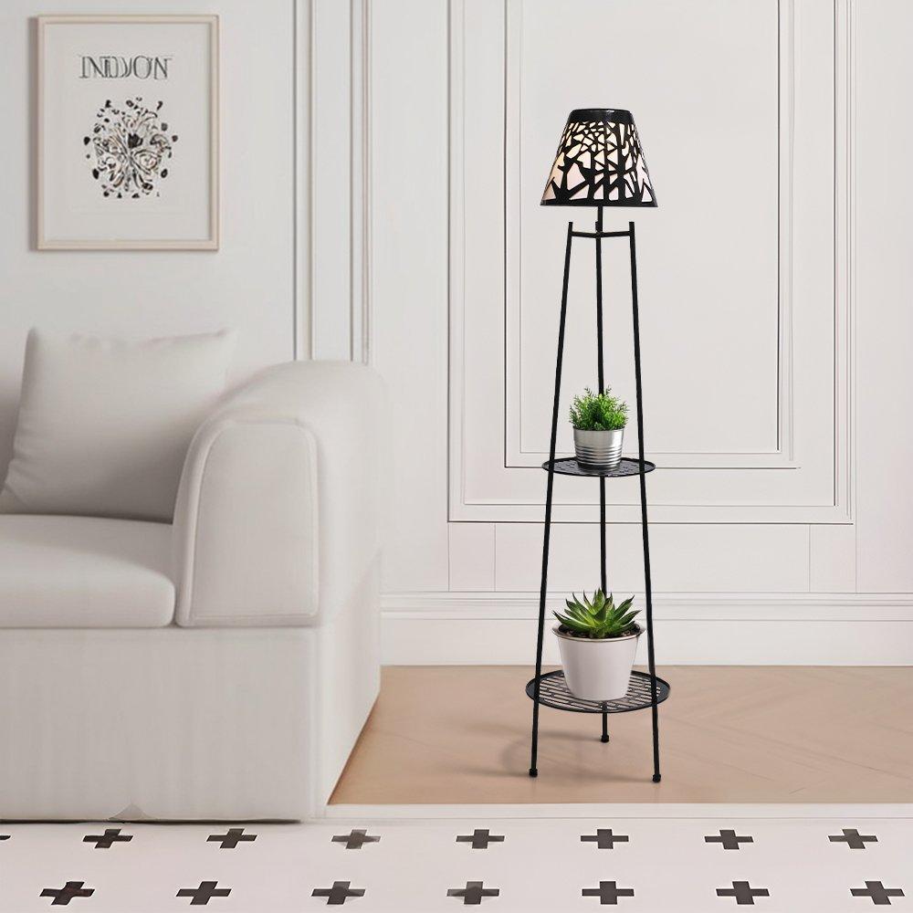 Black - Breeins - 2 Pack Double Tier Solar-Powered Plant Stand - 1