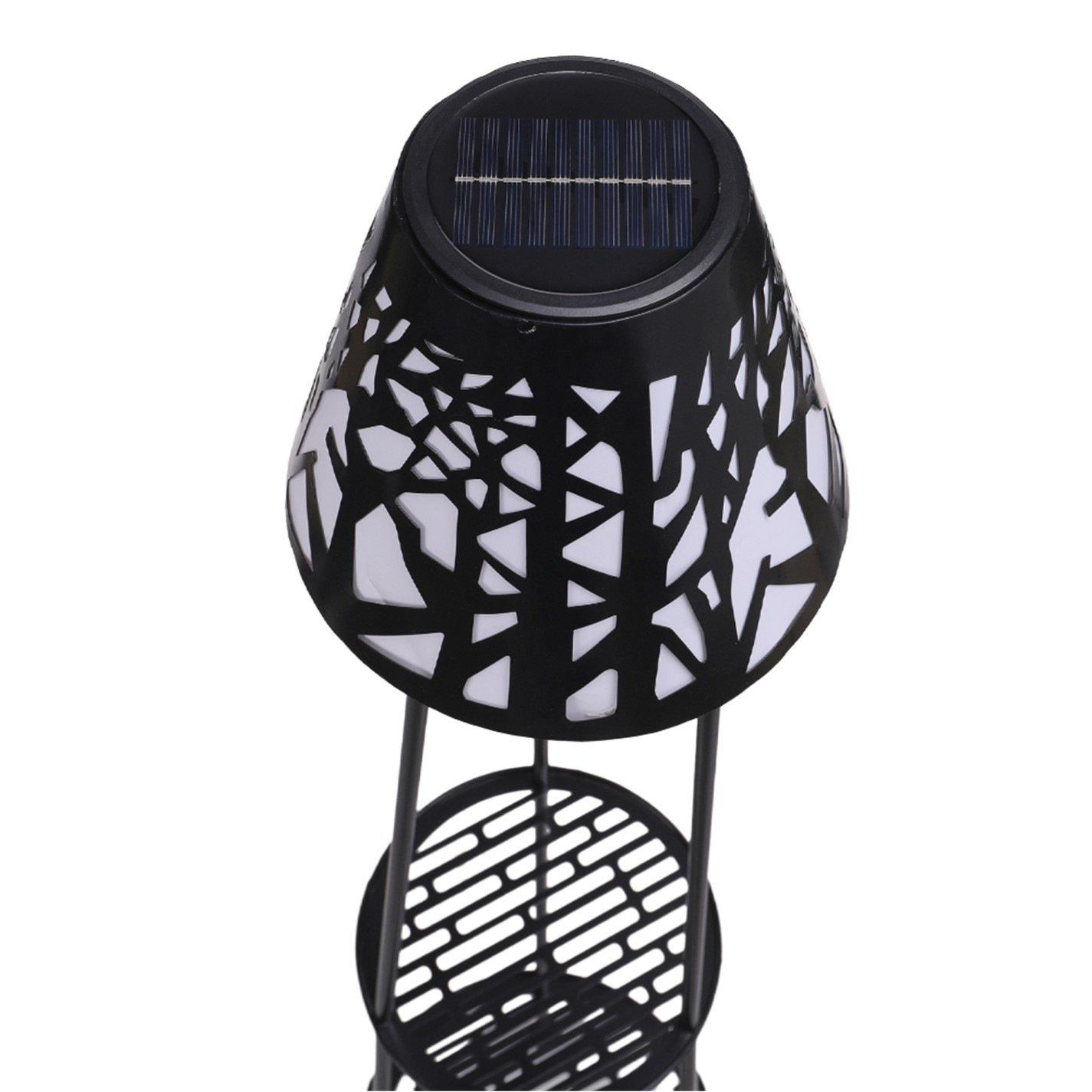 Black - Breeins - 2 Pack Double Tier Solar-Powered Plant Stand - 5