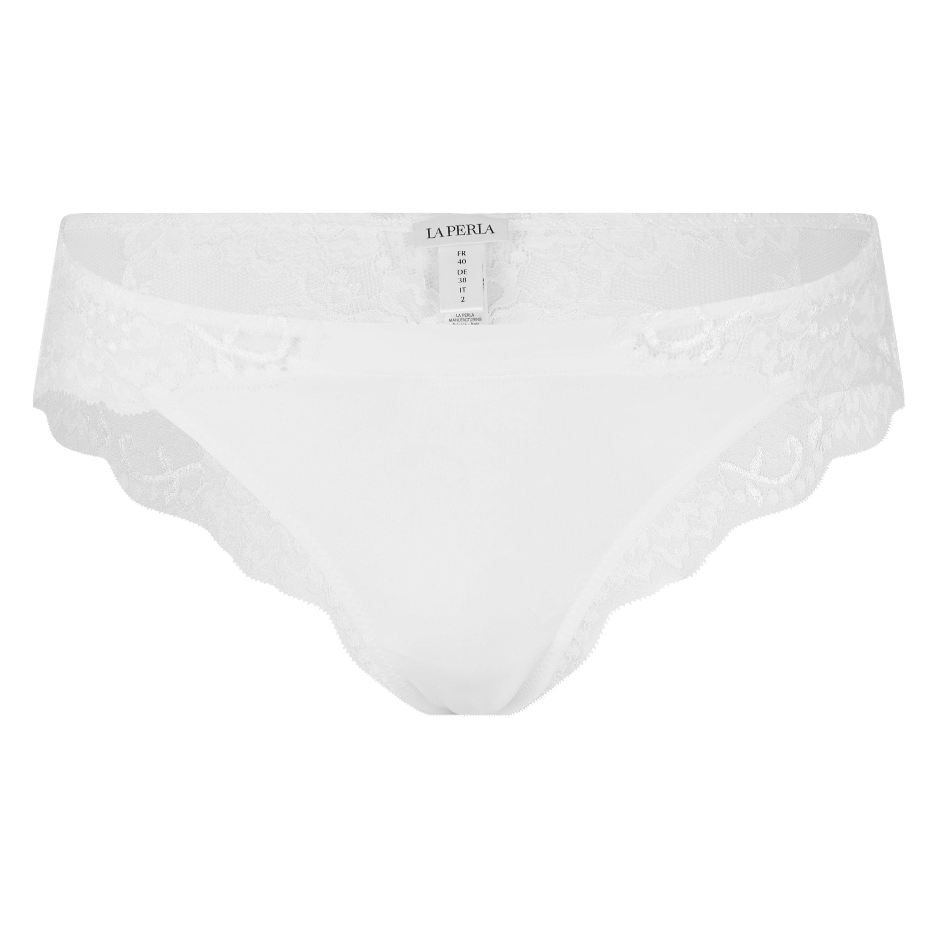 WHITE - La Perla - Women's Souplé Lace Cotton Brazilian Briefs - 1