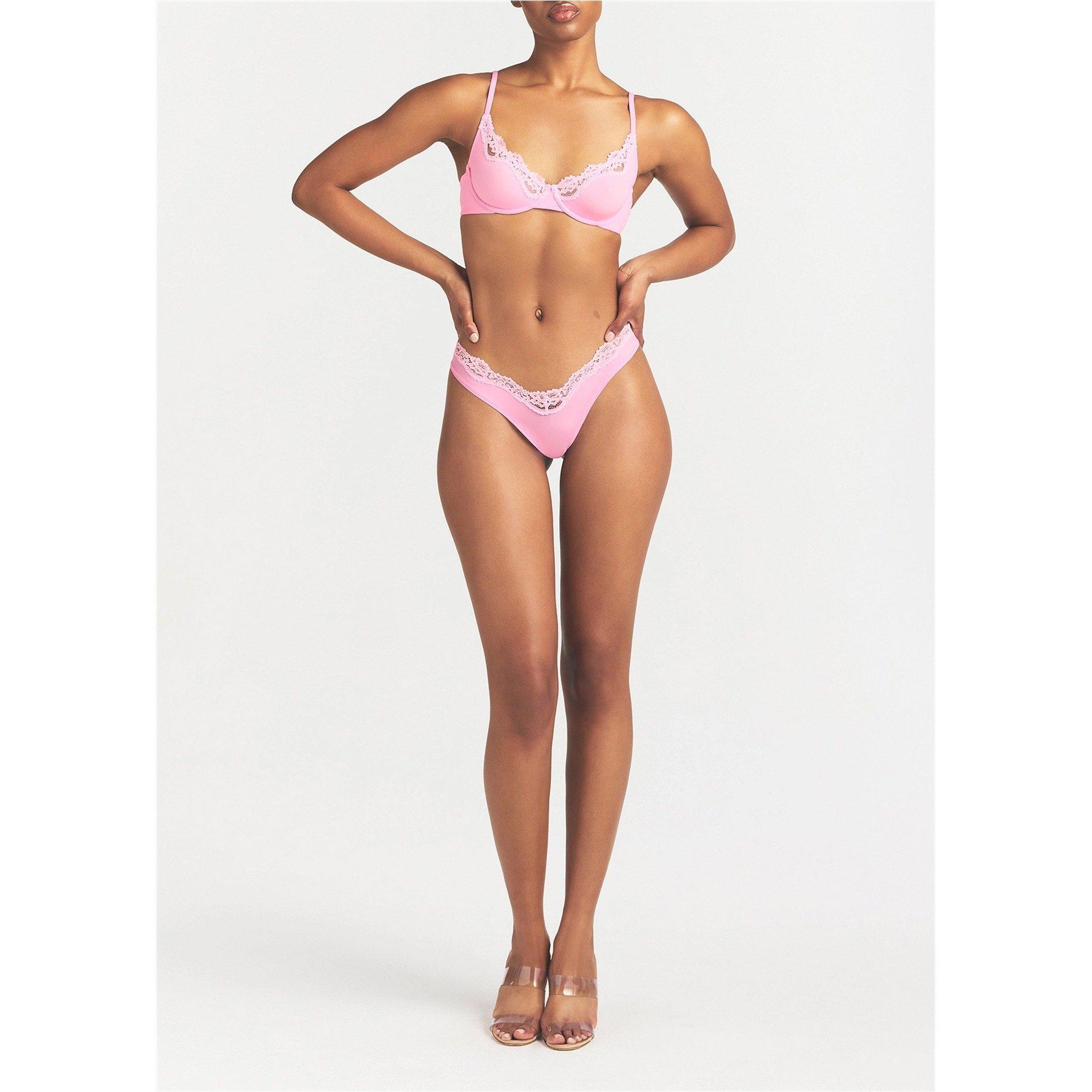 PINK - SKIMS - T FITS EVERYBODY LACE THONG - 5