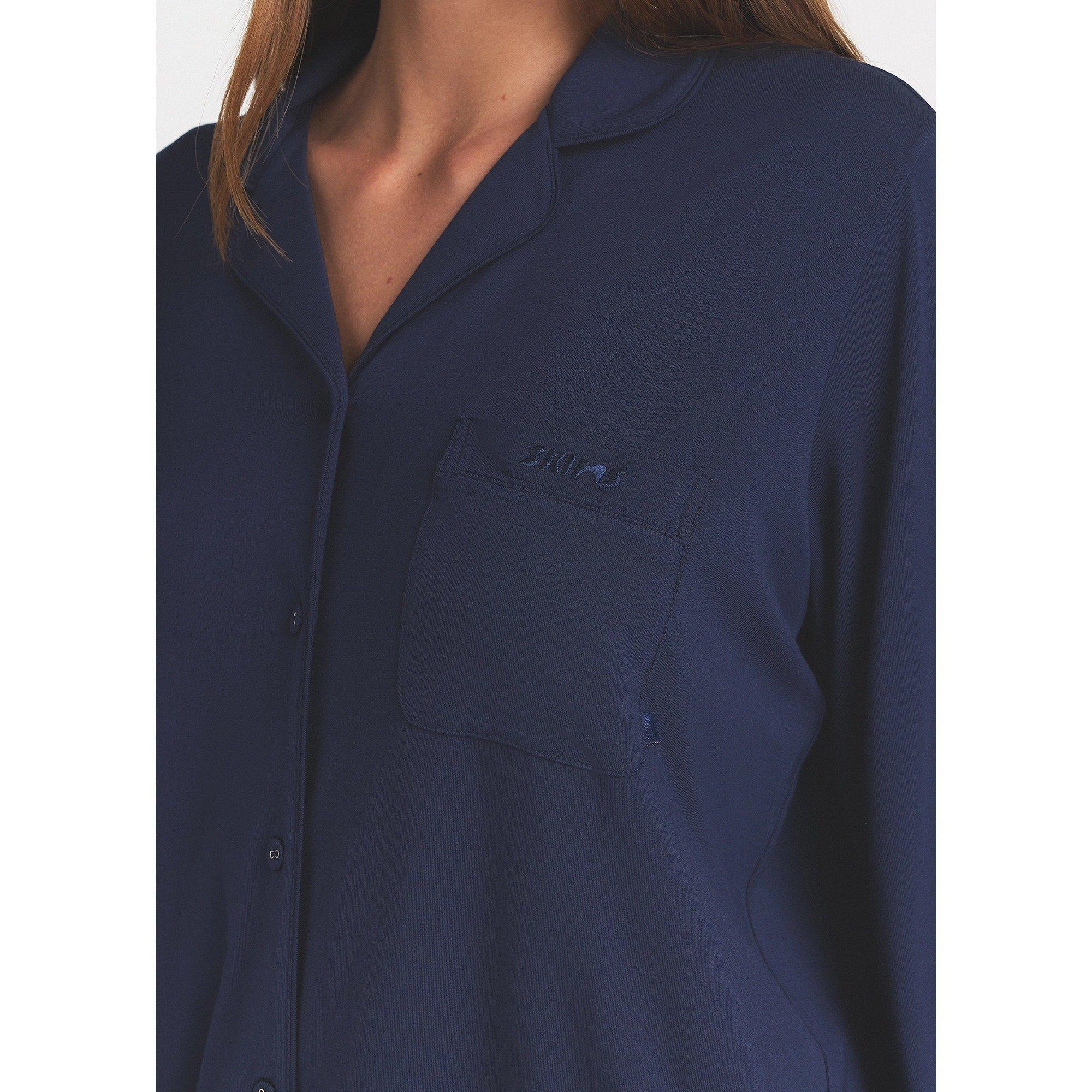 NAVY - SKIMS - S SLEEP LONG SLV BUTTON UP SET - 4