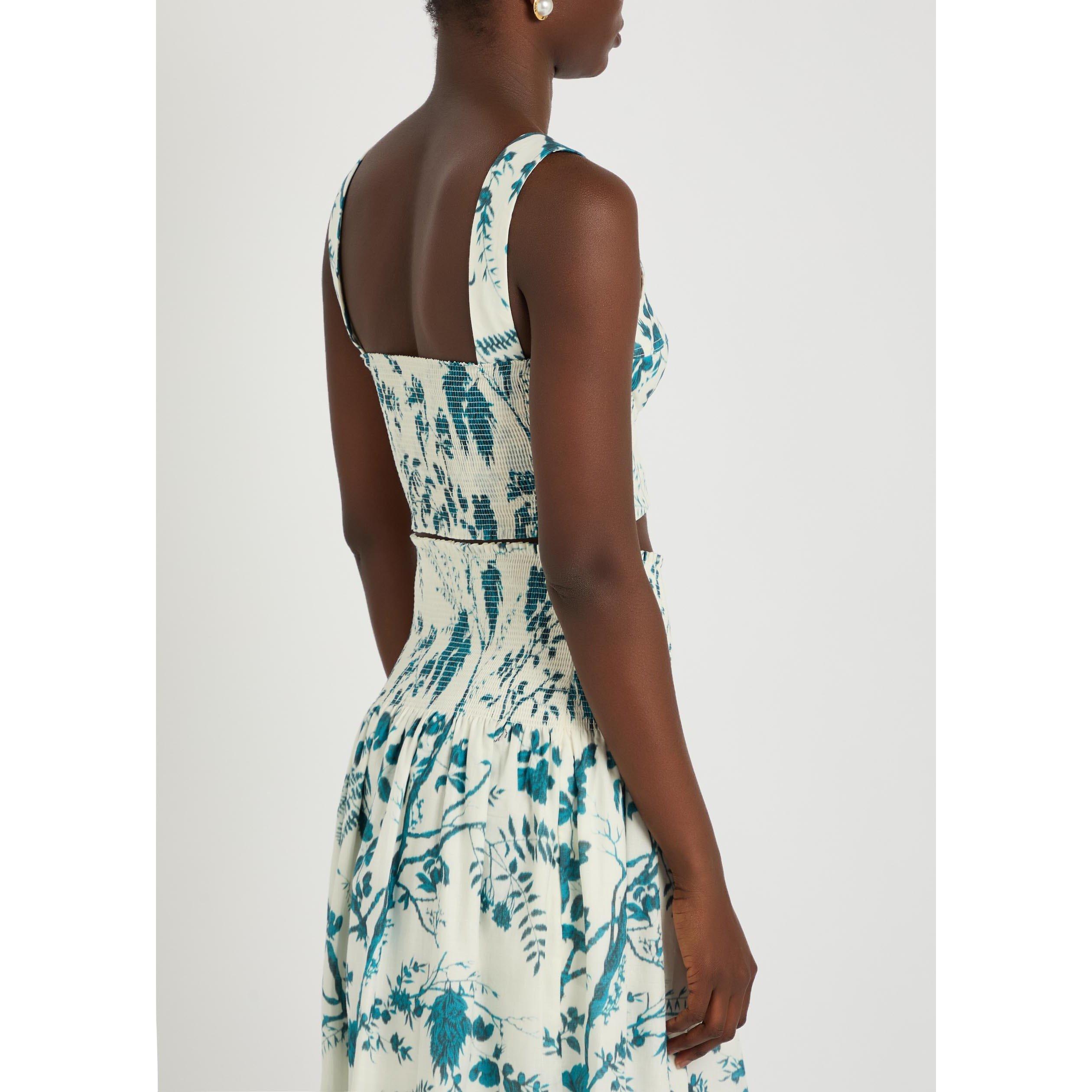 BLUE AND OTHER - Erdem - Women's Cotton Linen Woven Bralet - 3