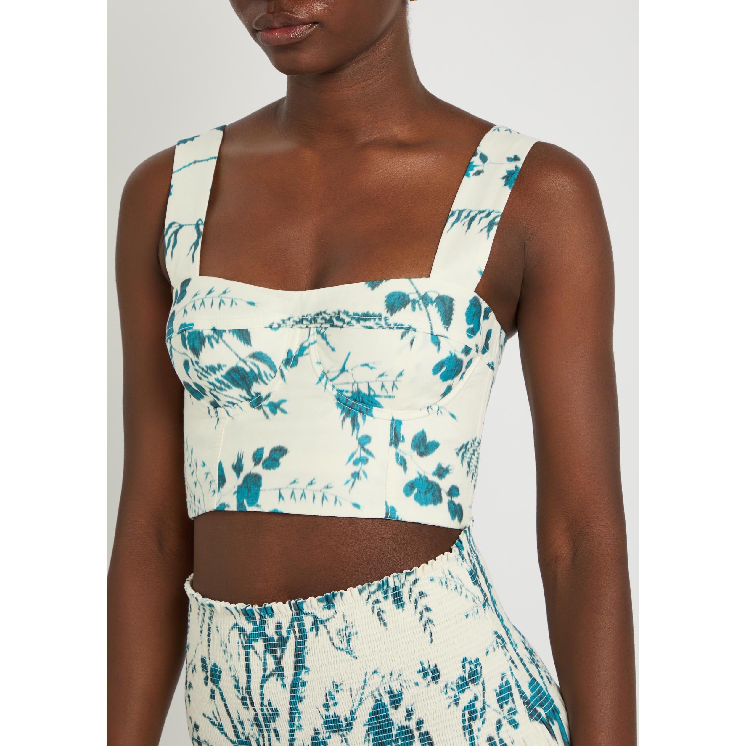 BLUE AND OTHER - Erdem - Women's Cotton Linen Woven Bralet - 4