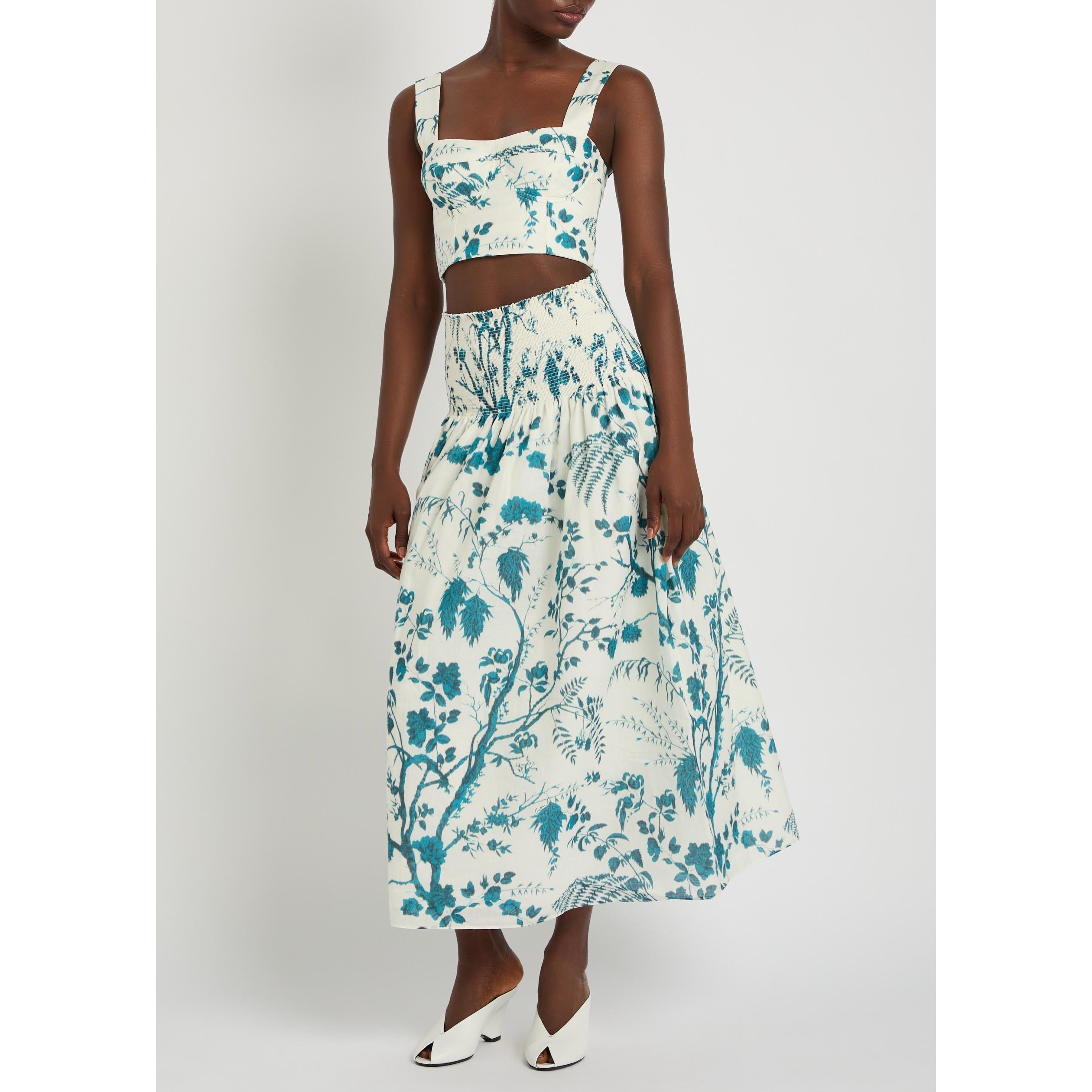BLUE AND OTHER - Erdem - Women's Cotton Linen Woven Bralet - 5