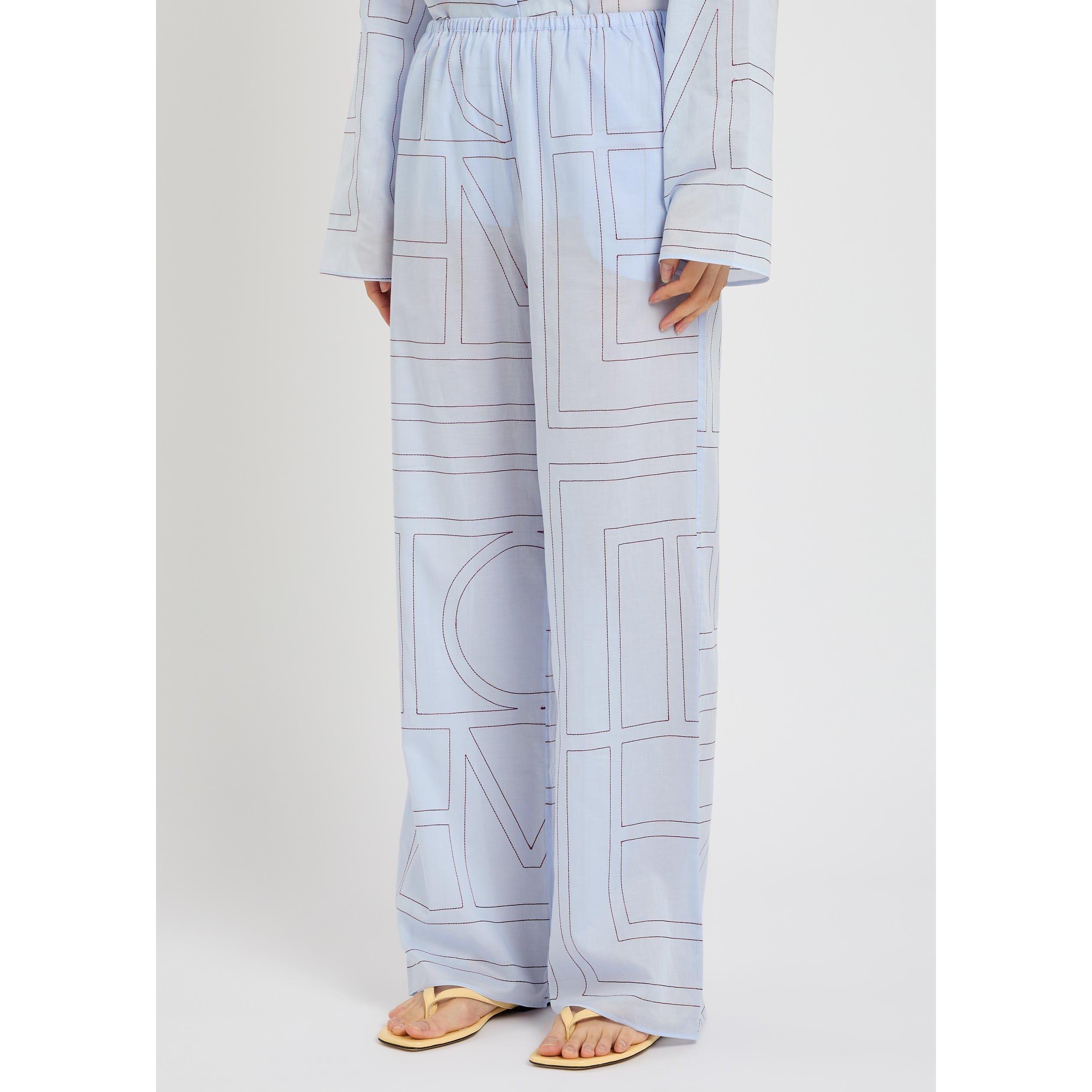 LIGHT BLUE - Toteme - MONOGRAM COTTON-BLEND PJ BOTTO - 2