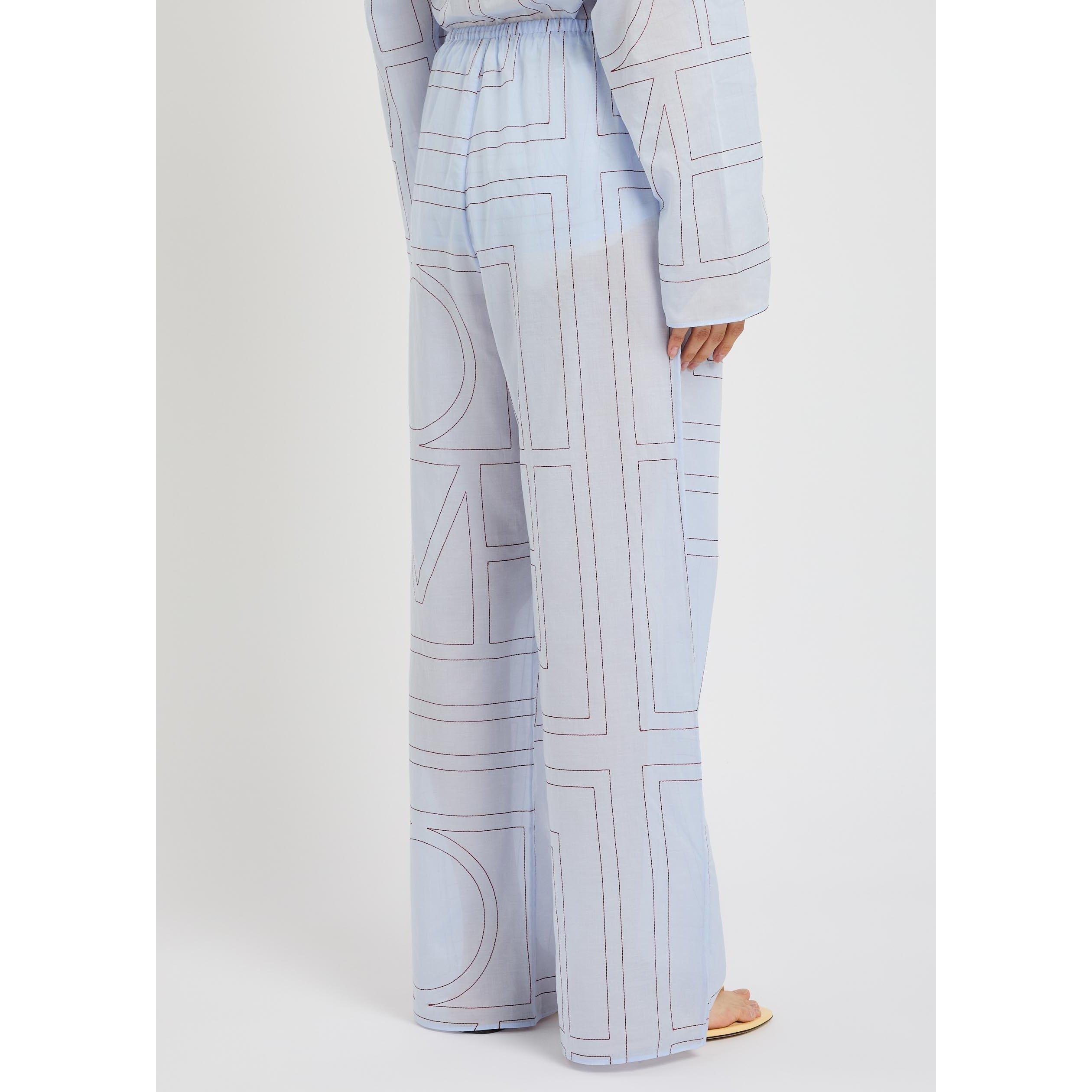 LIGHT BLUE - Toteme - MONOGRAM COTTON-BLEND PJ BOTTO - 3