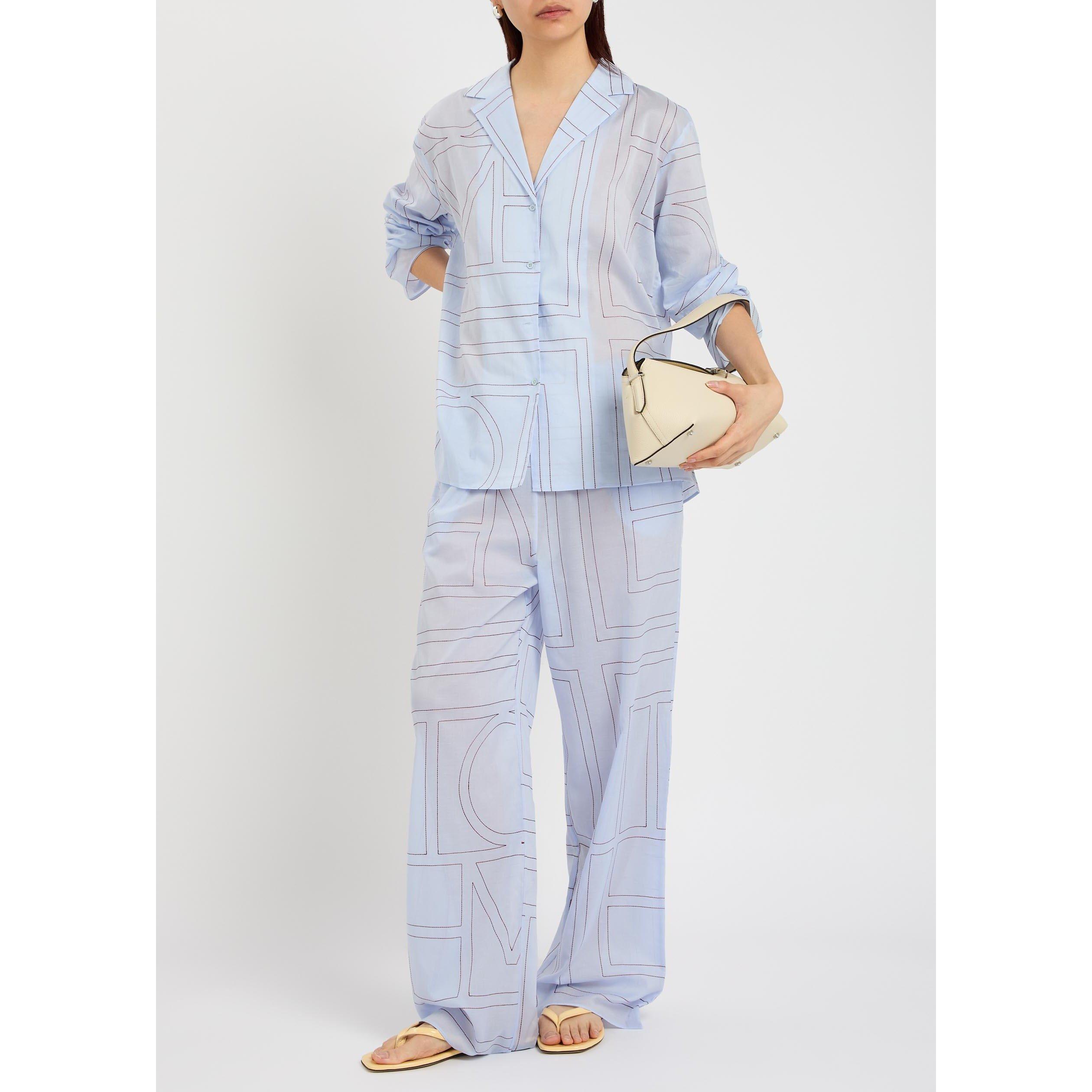 LIGHT BLUE - Toteme - MONOGRAM COTTON-BLEND PJ BOTTO - 5