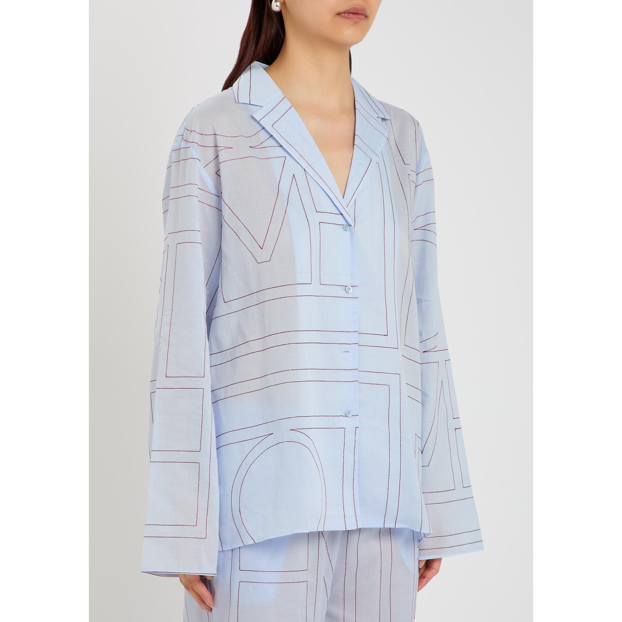 LIGHT BLUE - Toteme - MONOGRAM COTTON-BLEND PJ TOP - 2
