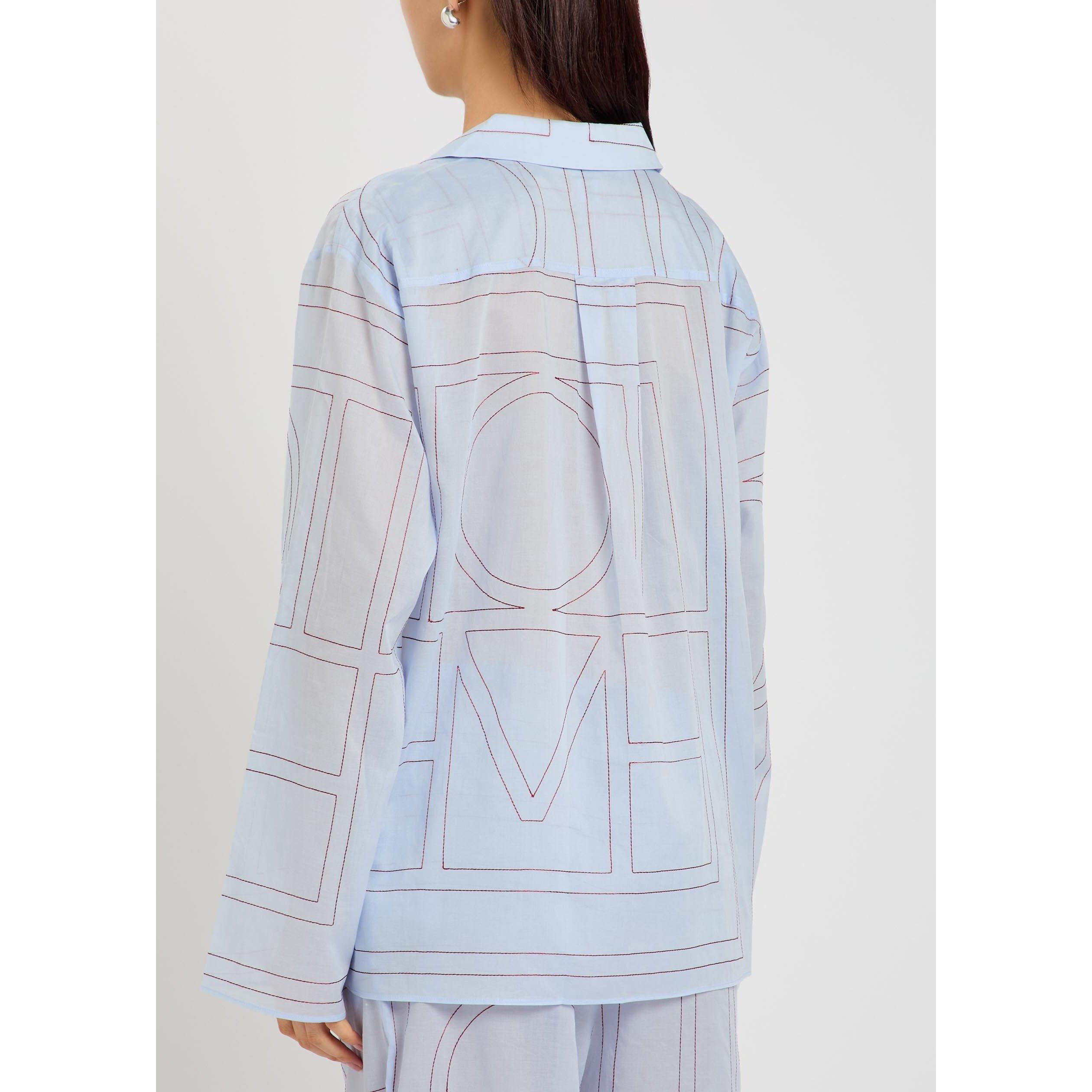 LIGHT BLUE - Toteme - MONOGRAM COTTON-BLEND PJ TOP - 3
