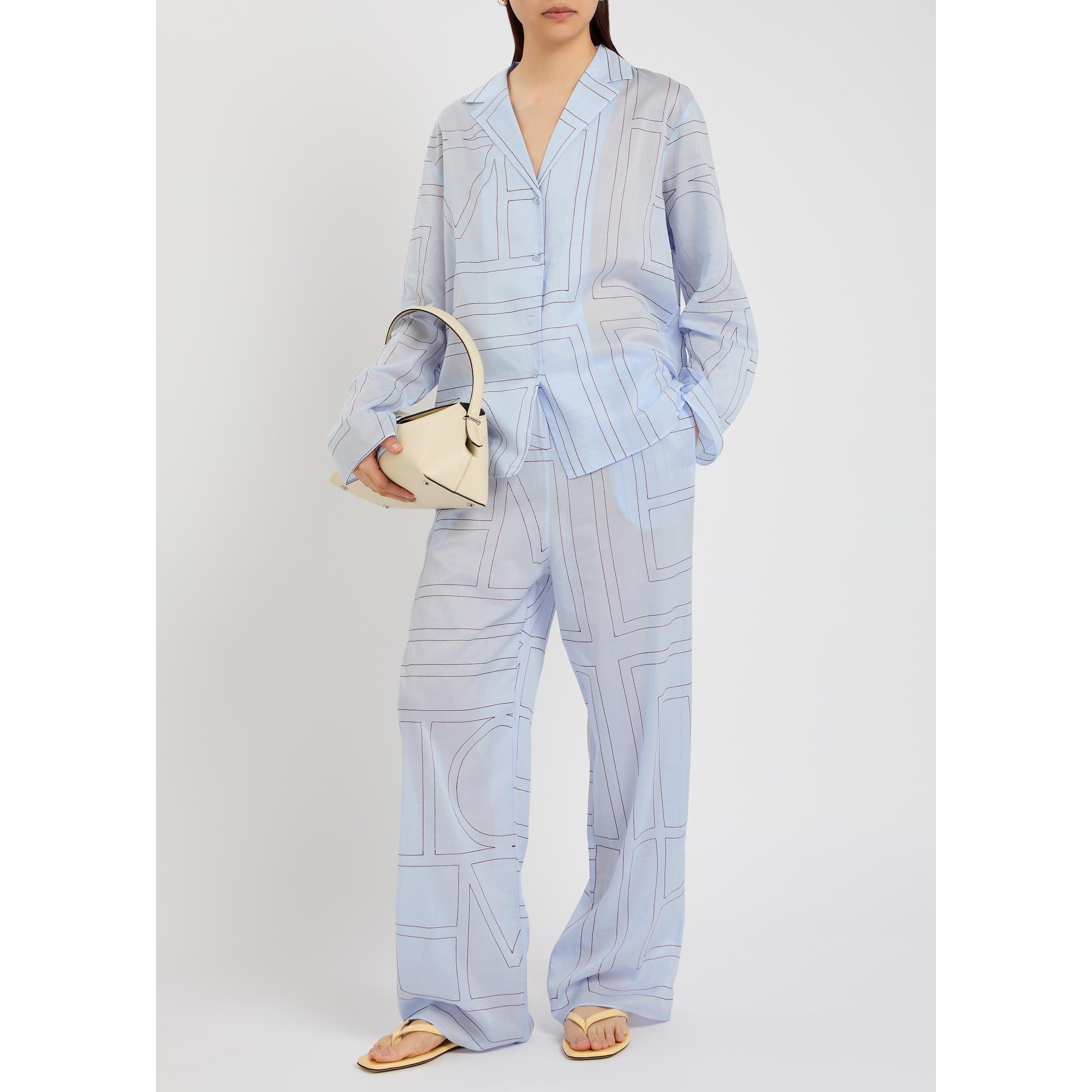LIGHT BLUE - Toteme - MONOGRAM COTTON-BLEND PJ TOP - 5