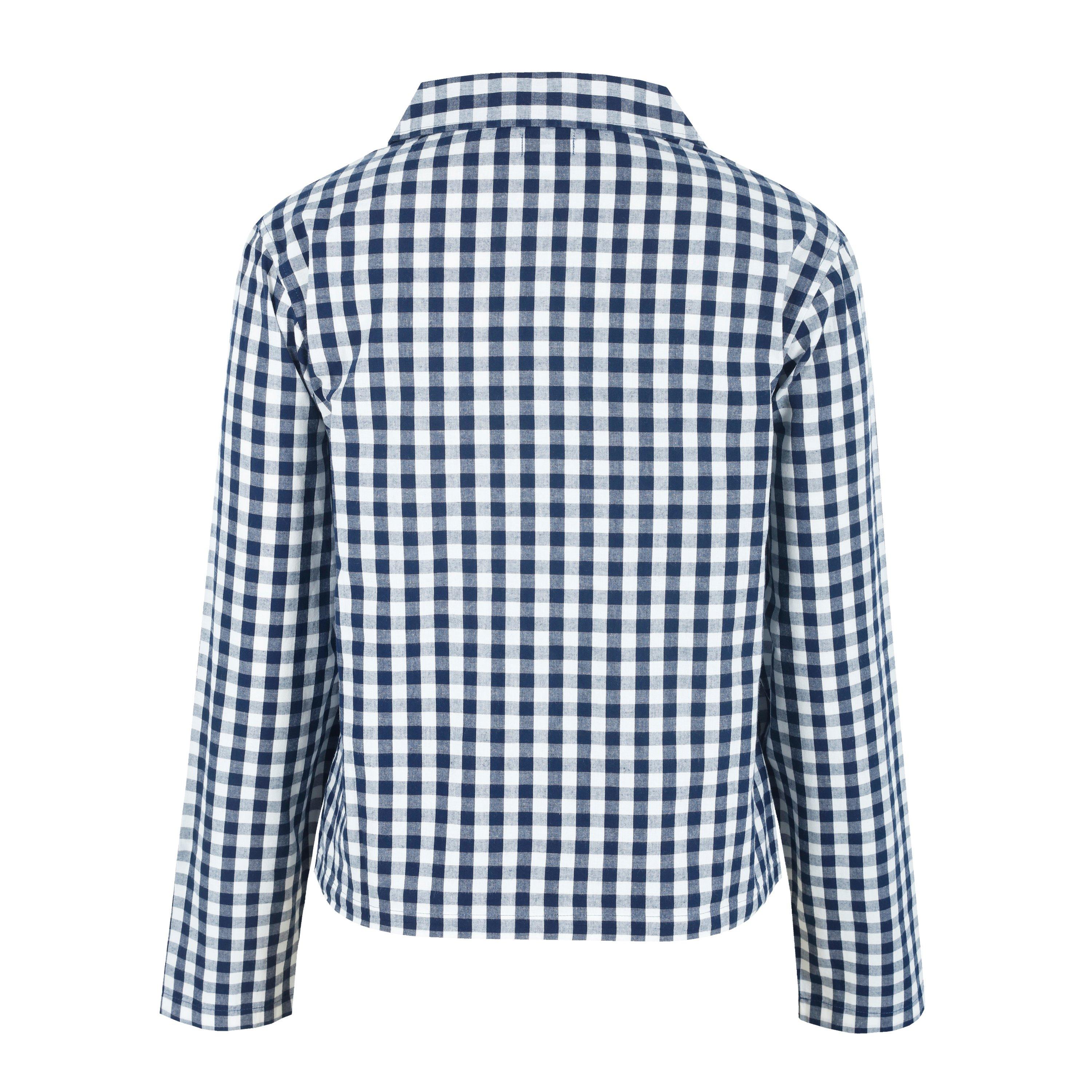 Navy/White - Linea - Women's Boxy Relaxed Fit Long Sleeve Pyjama Top - 2