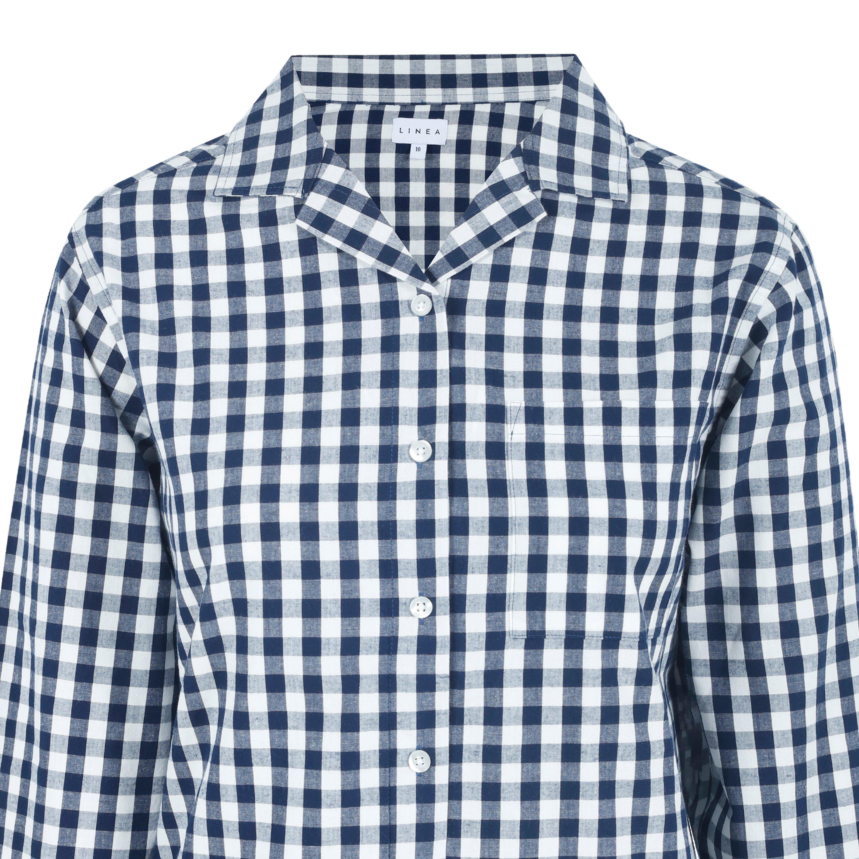 Navy/White - Linea - Women's Boxy Relaxed Fit Long Sleeve Pyjama Top - 3