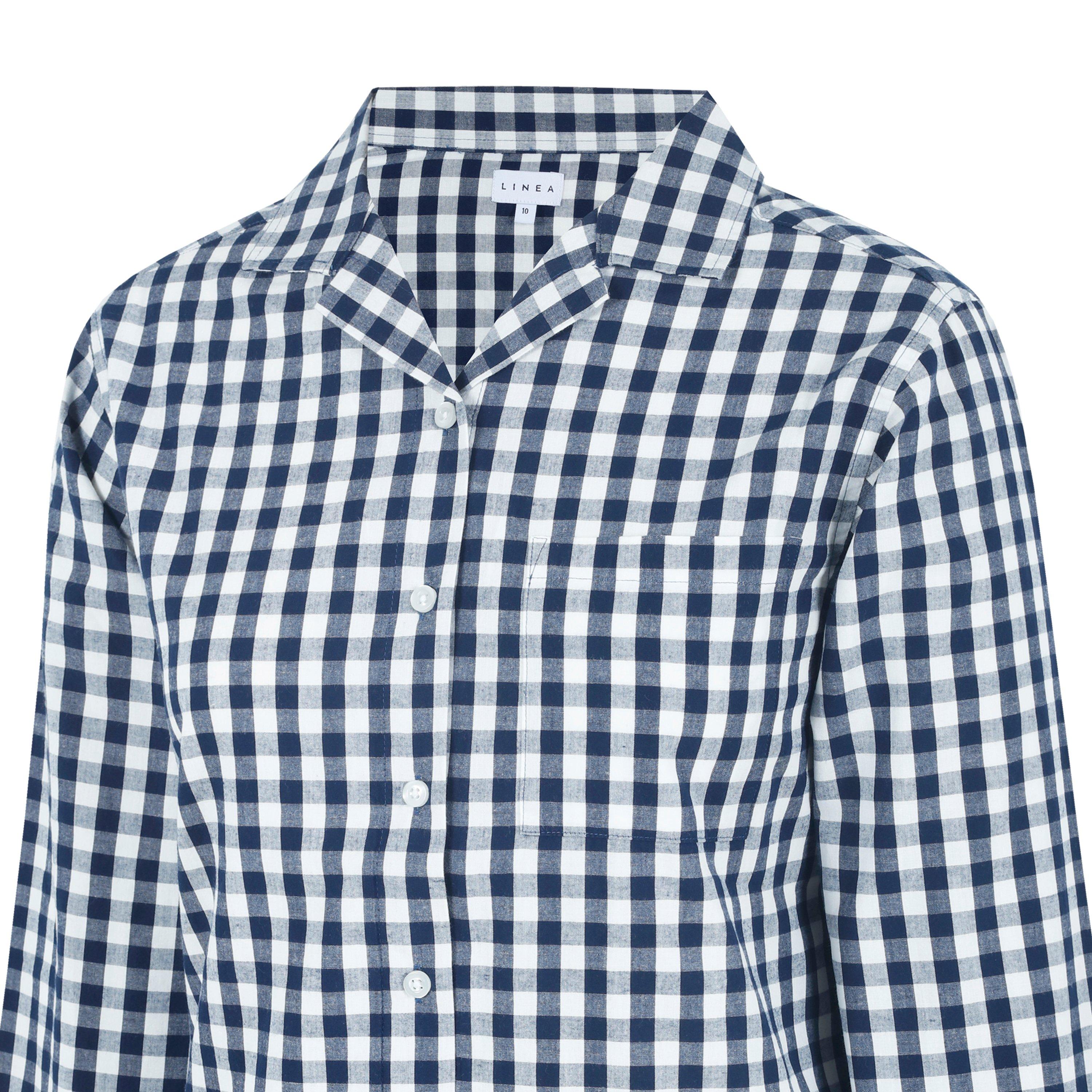 Navy/White - Linea - Women's Boxy Relaxed Fit Long Sleeve Pyjama Top - 4