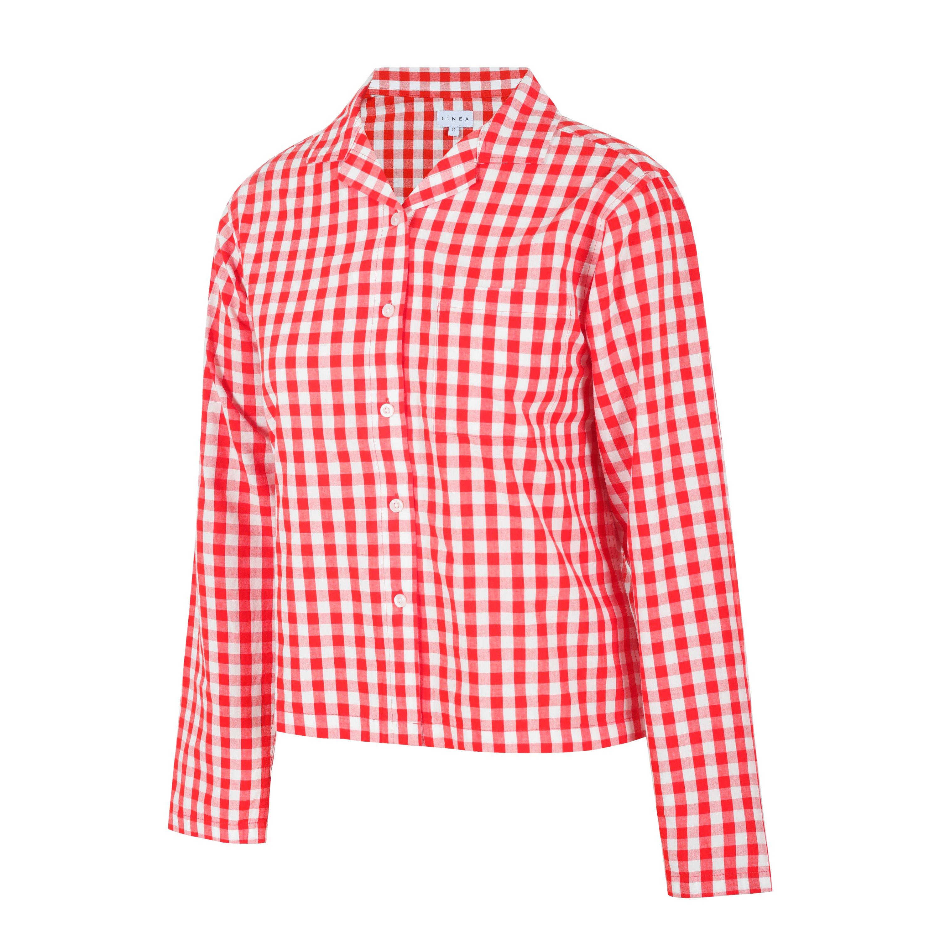Vermelho/Branco - Linea - Boxy Relaxed Fit Long Sleeve Pyjama Top - 2