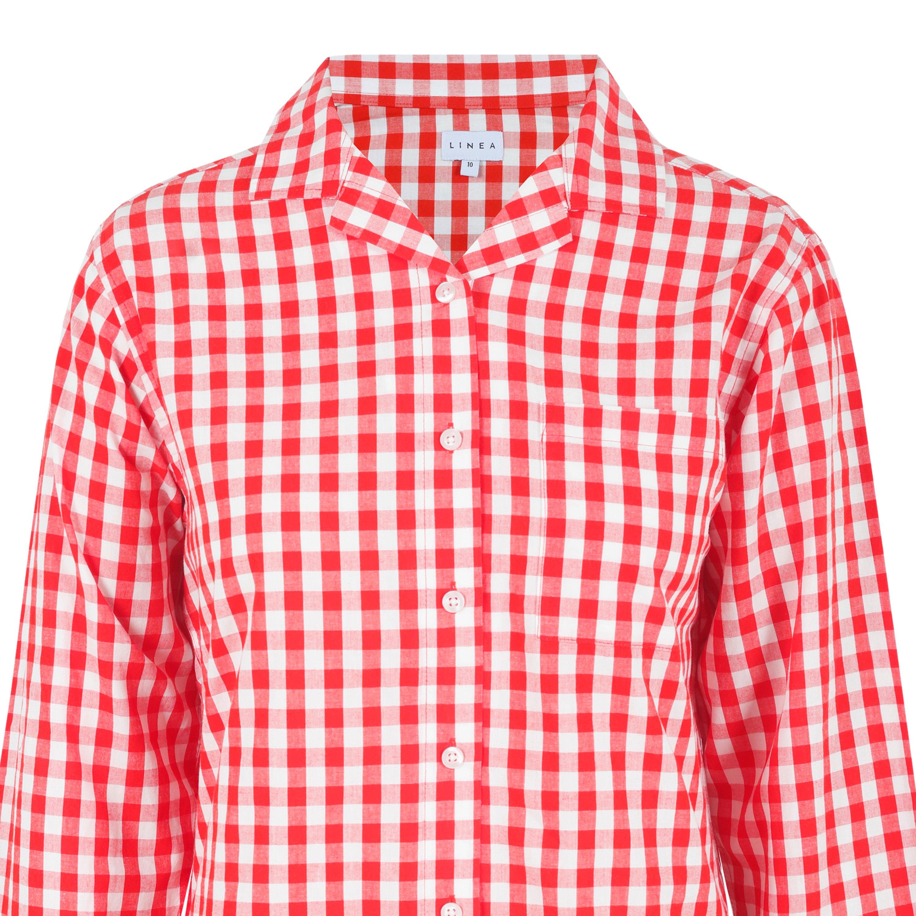 Vermelho/Branco - Linea - Boxy Relaxed Fit Long Sleeve Pyjama Top - 3