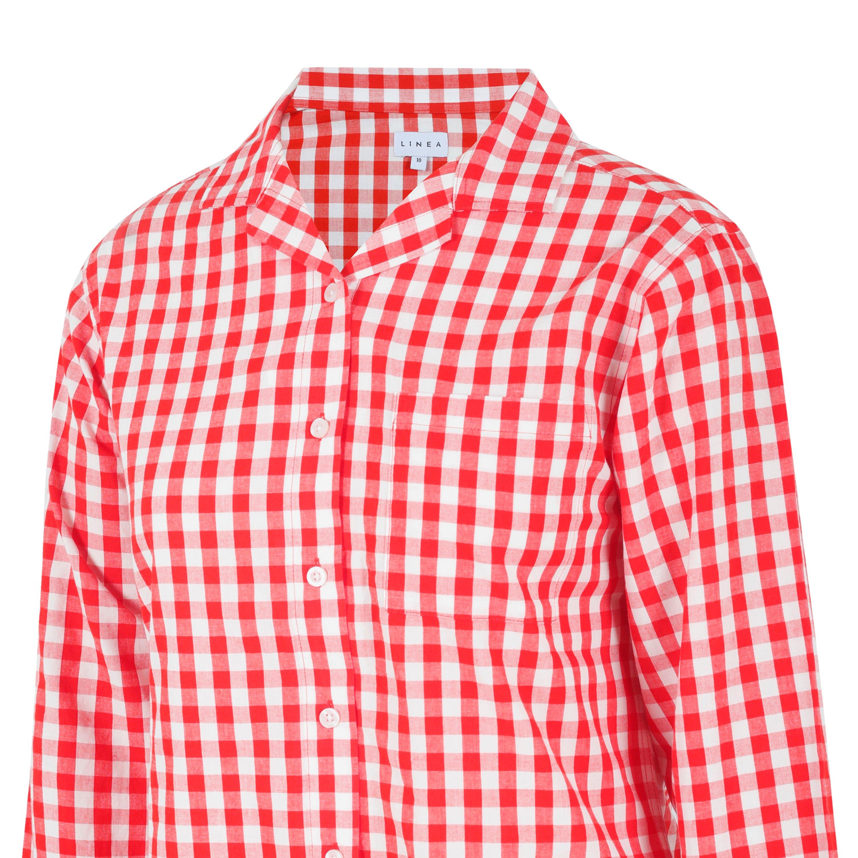 Vermelho/Branco - Linea - Boxy Relaxed Fit Long Sleeve Pyjama Top - 4