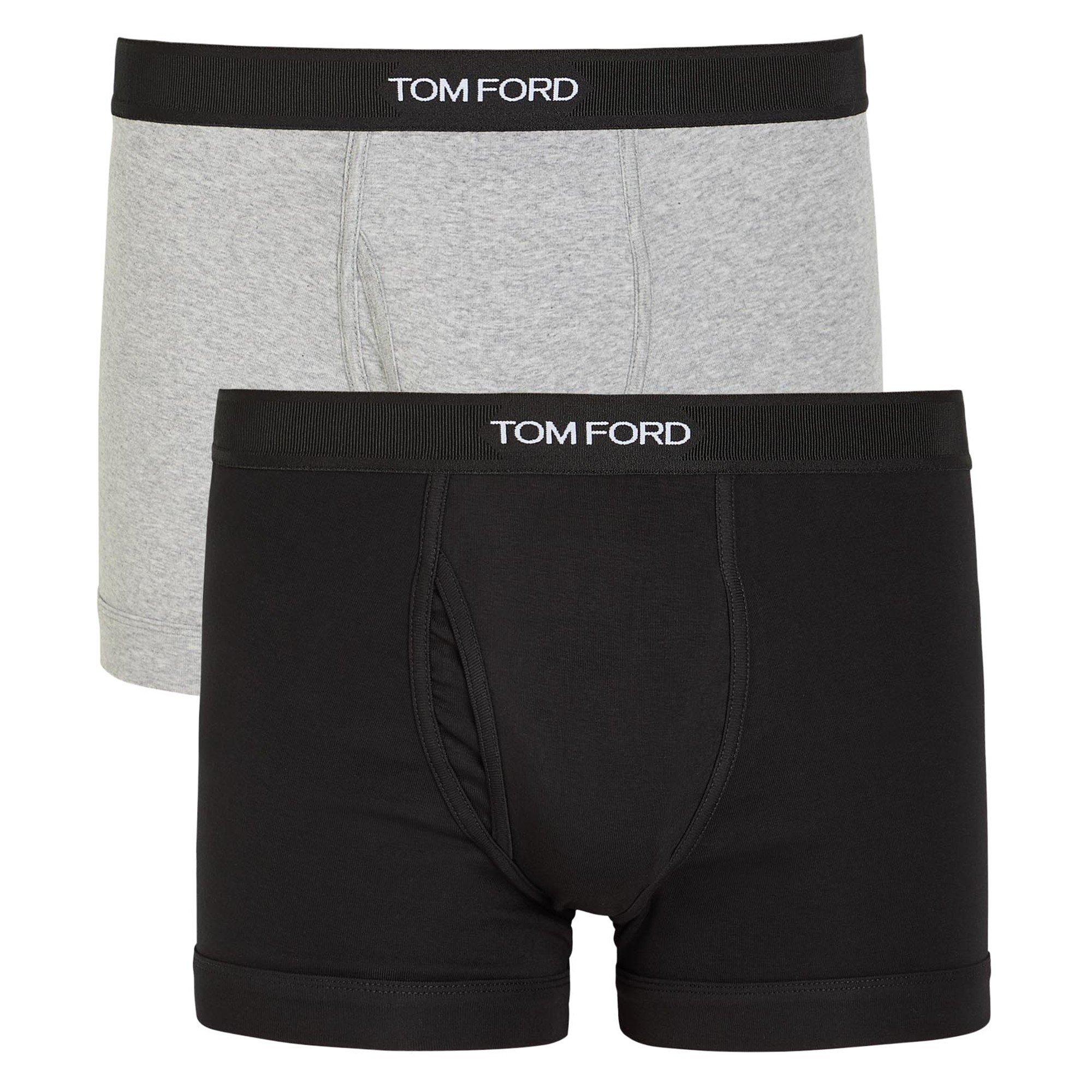 BLACK AND GREY - Tom Ford - TF COTTON STRETCH BOXER 2 PACK