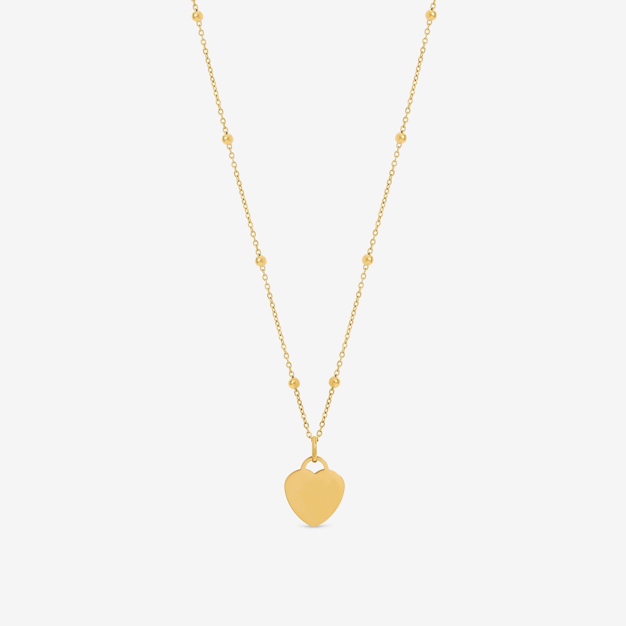 Gold - Jon Richard - Gold Stainless Steel Heart Ball Chain Necklace