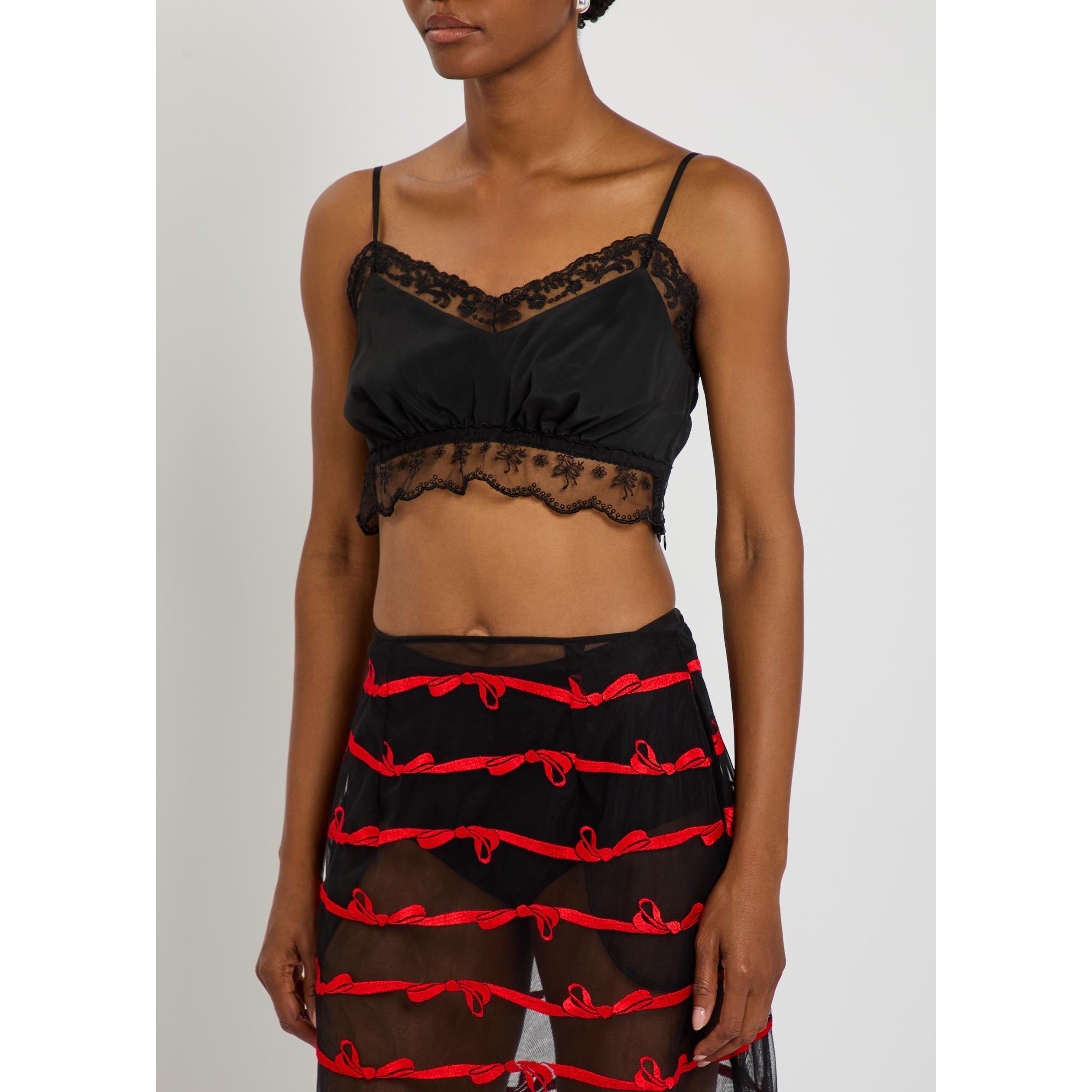 BLACK - Simone Rocha - LACE TRIM NEGLIGEE BRALETTE - 2