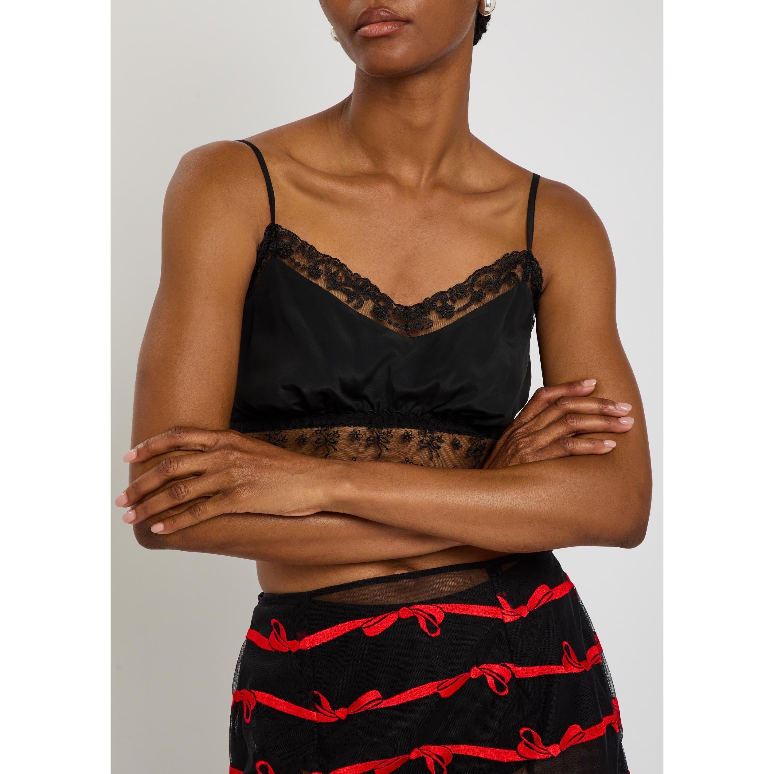 BLACK - Simone Rocha - LACE TRIM NEGLIGEE BRALETTE - 4