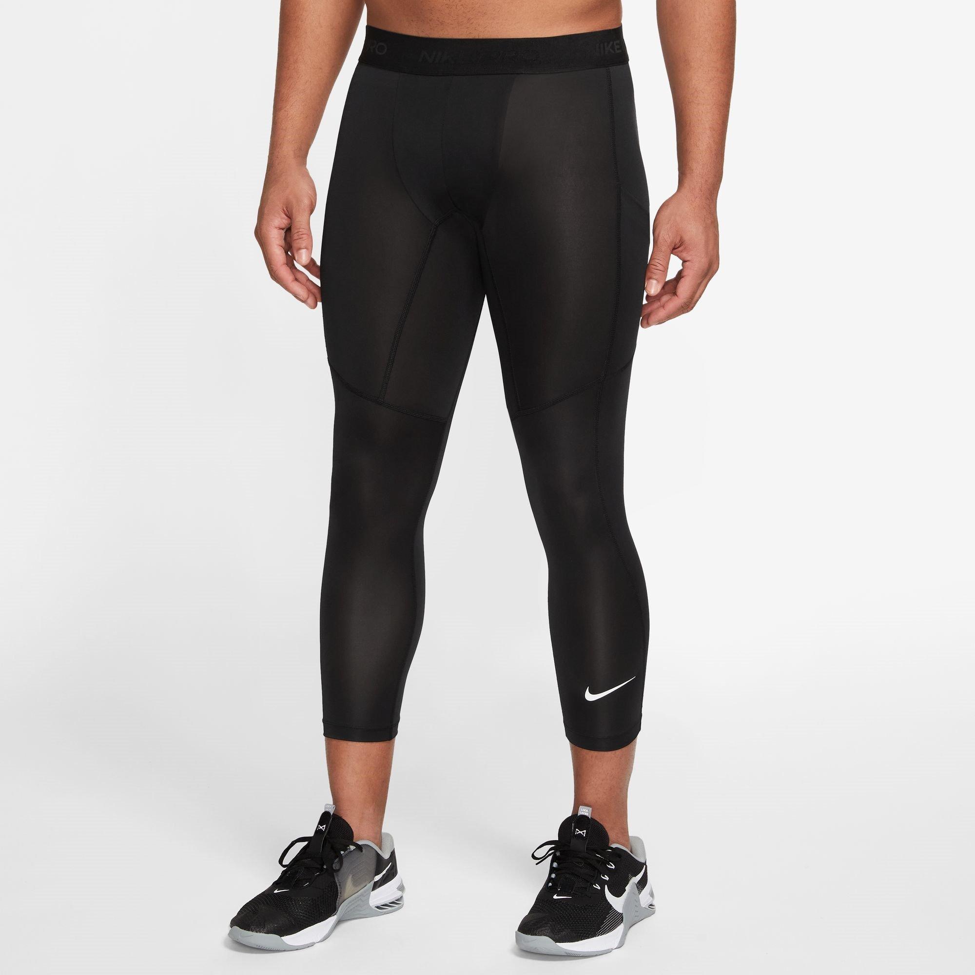 BLACK/WHITE - Nike - Pro Men's Dri-FIT 3/4-Length Fitness Tights - 1
