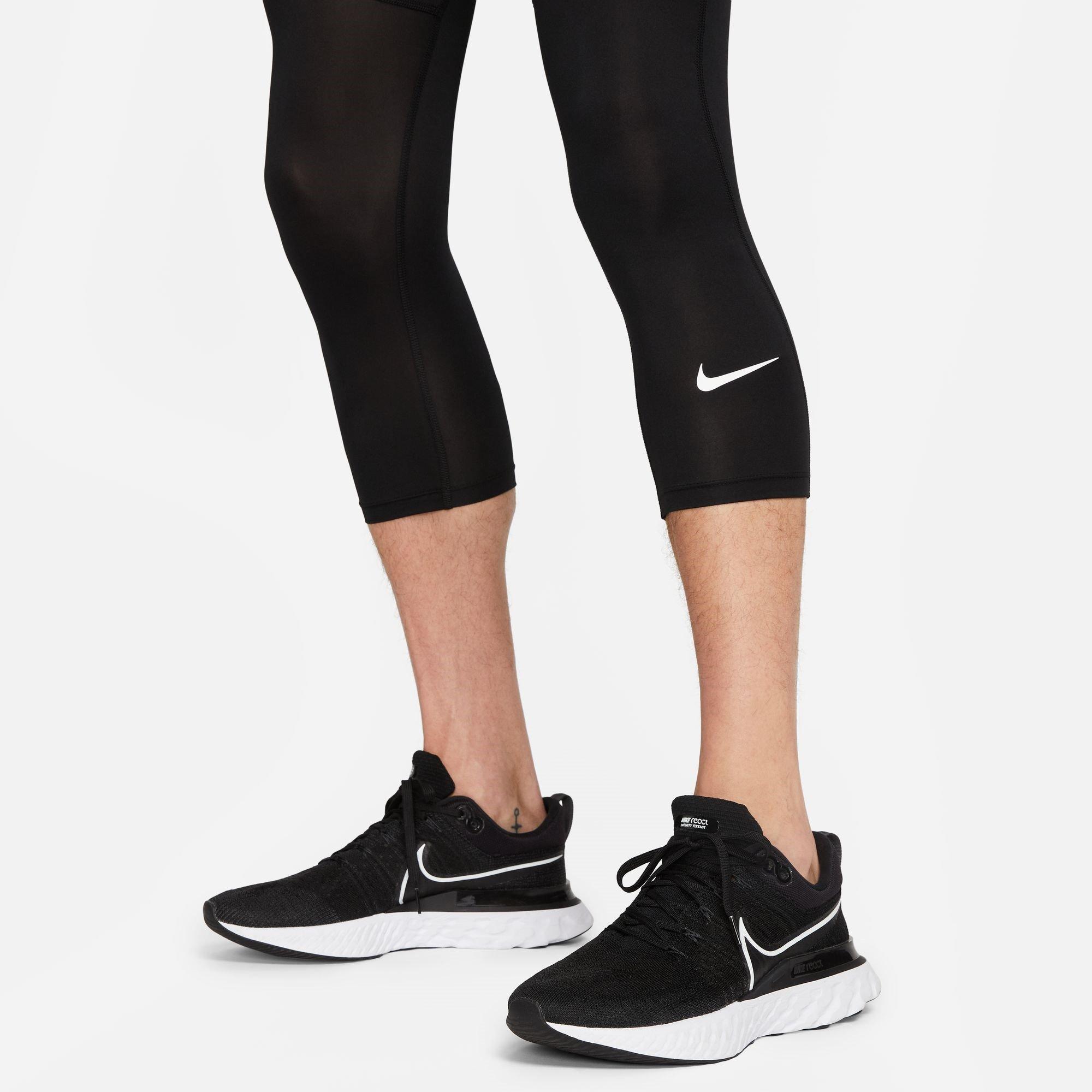 BLACK/WHITE - Nike - Pro Men's Dri-FIT 3/4-Length Fitness Tights - 4