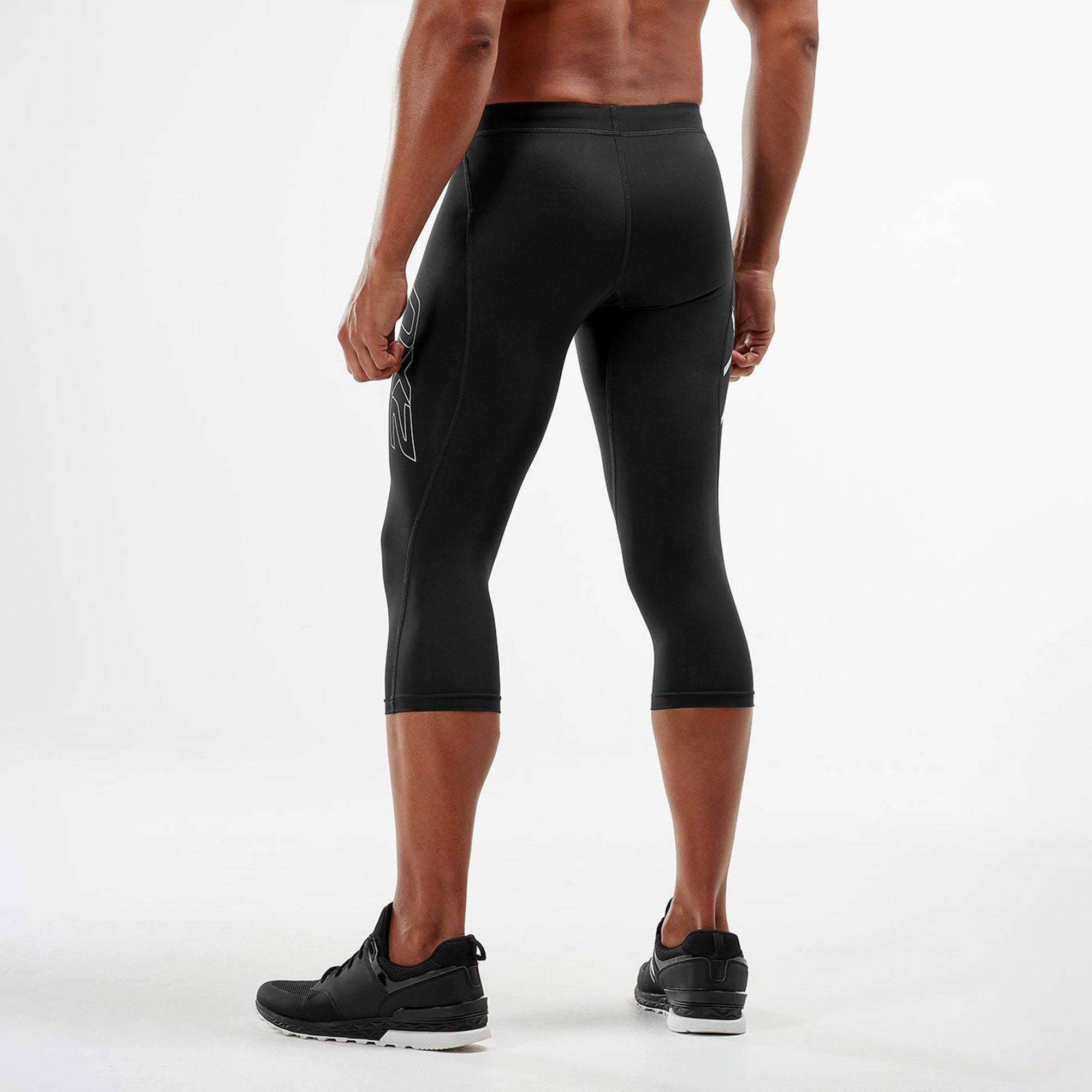 Black/Silver - 2XU - Core Compression three quarter Bottoms Mens - 2