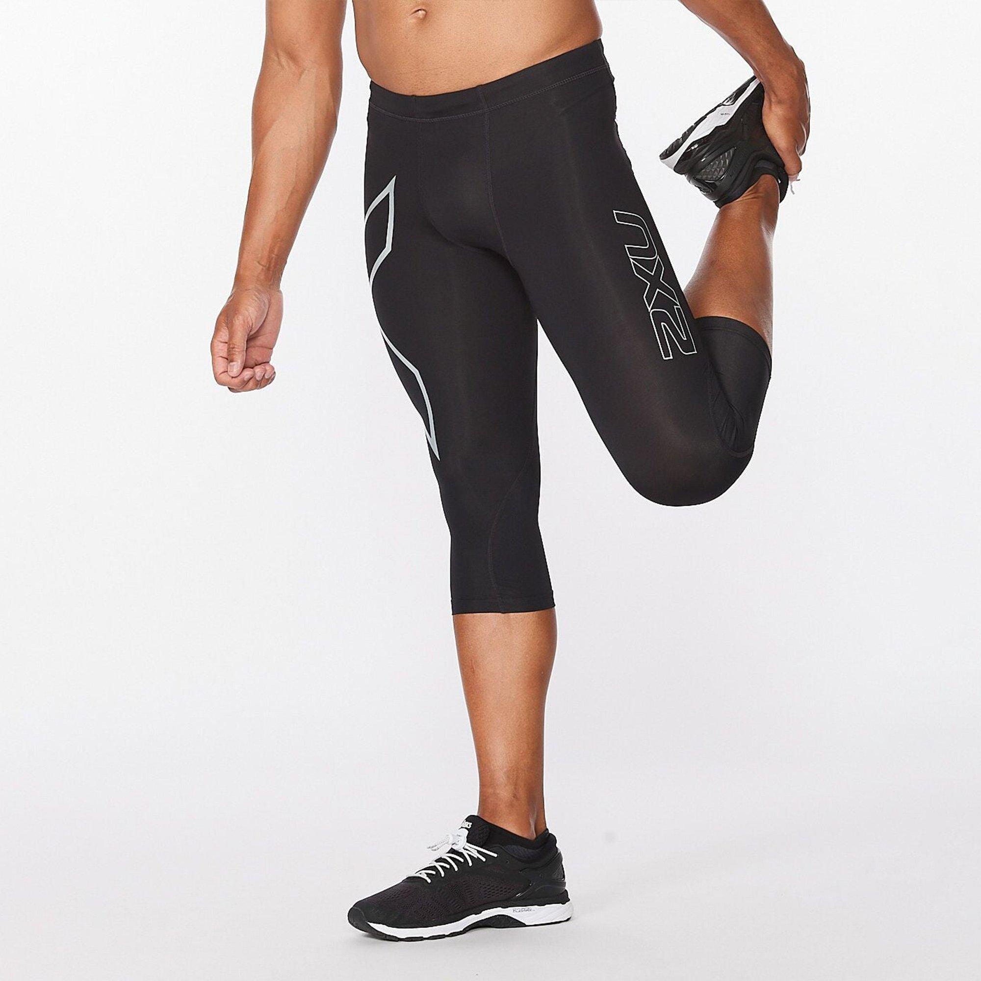 Black/Silver - 2XU - Core Compression three quarter Bottoms Mens - 3