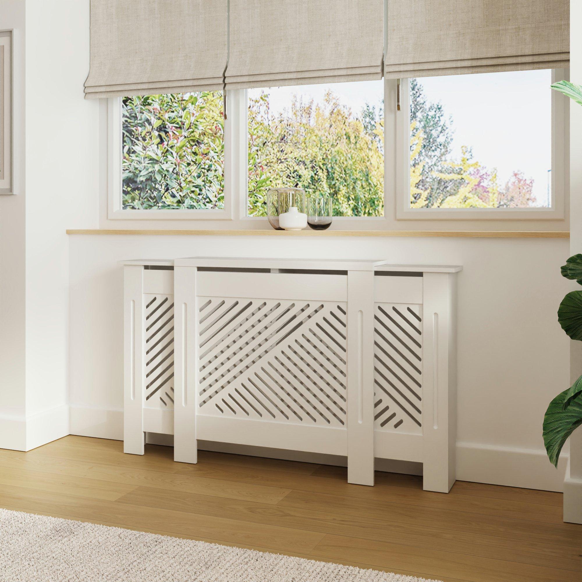 White - GFW - Kobe Chevron Adjustable Radiator Cover White - 2