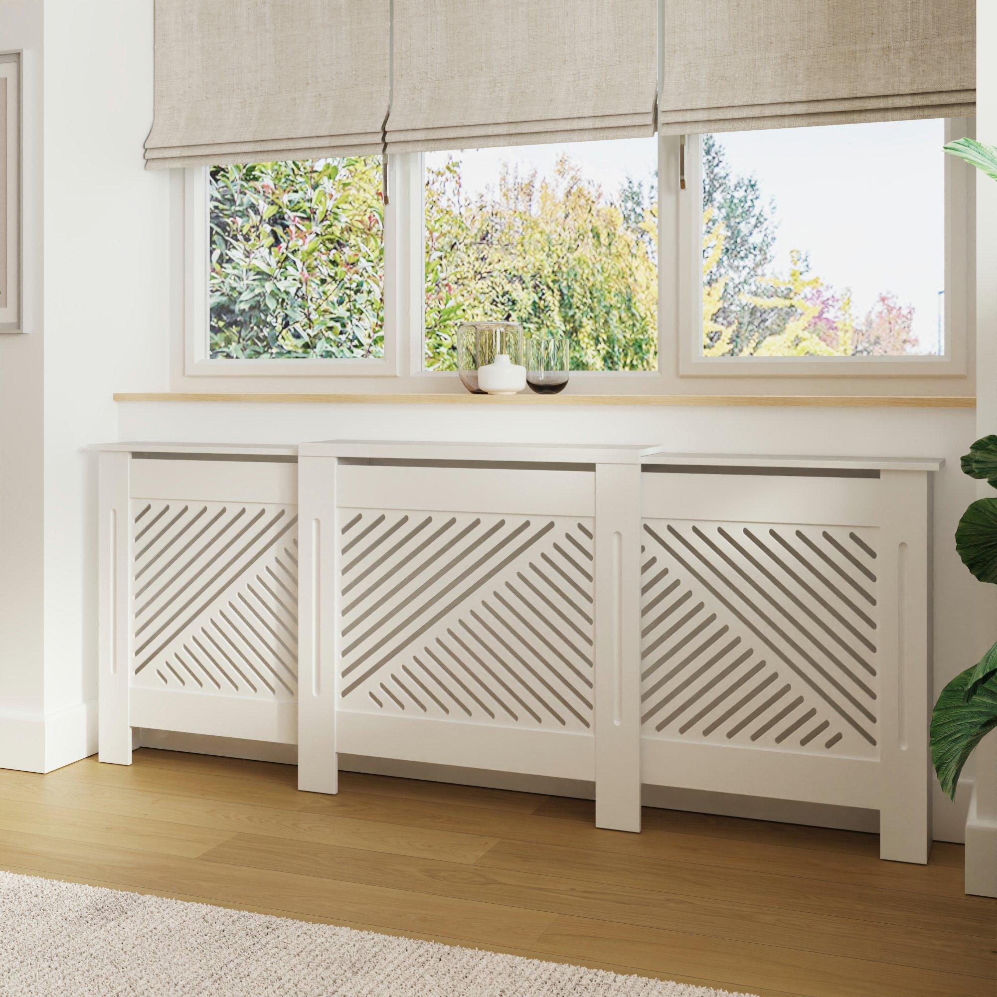 White - GFW - Kobe Chevron Adjustable Radiator Cover White - 3