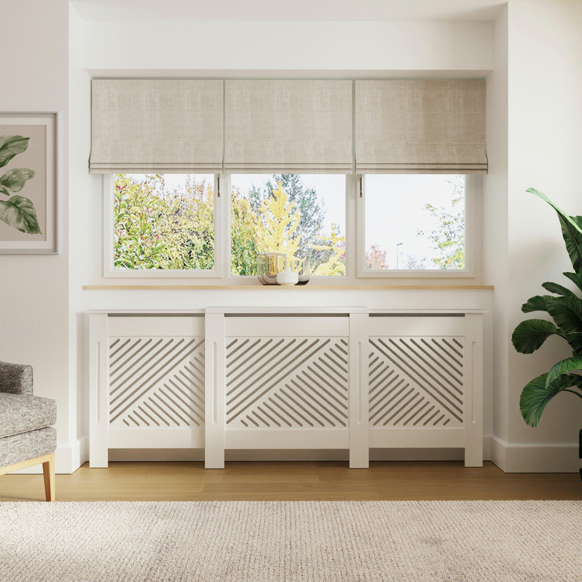 White - GFW - Kobe Chevron Adjustable Radiator Cover White - 4