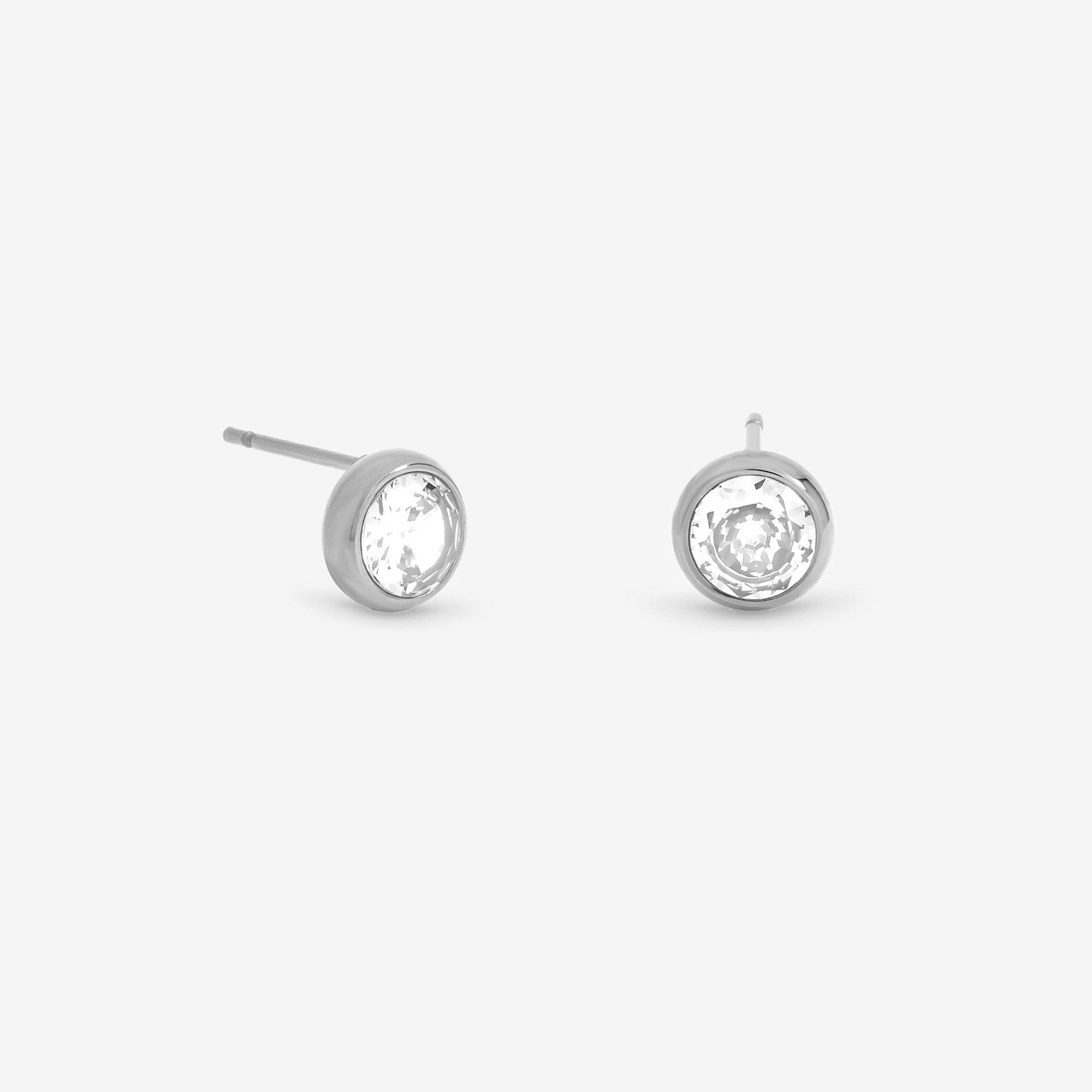 Silver - Jon Richard - Sterling Silver Plated Waterproof Bezel Studs - 1