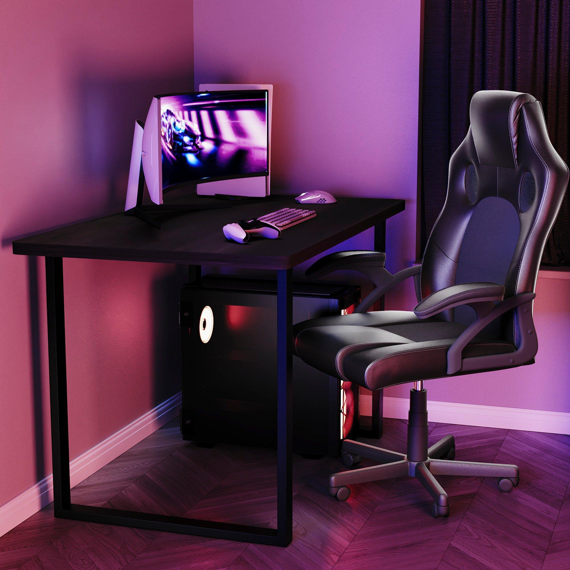 Walnut - Lassic - Vida Designs Gaming Desk With U Shape Legs - 5