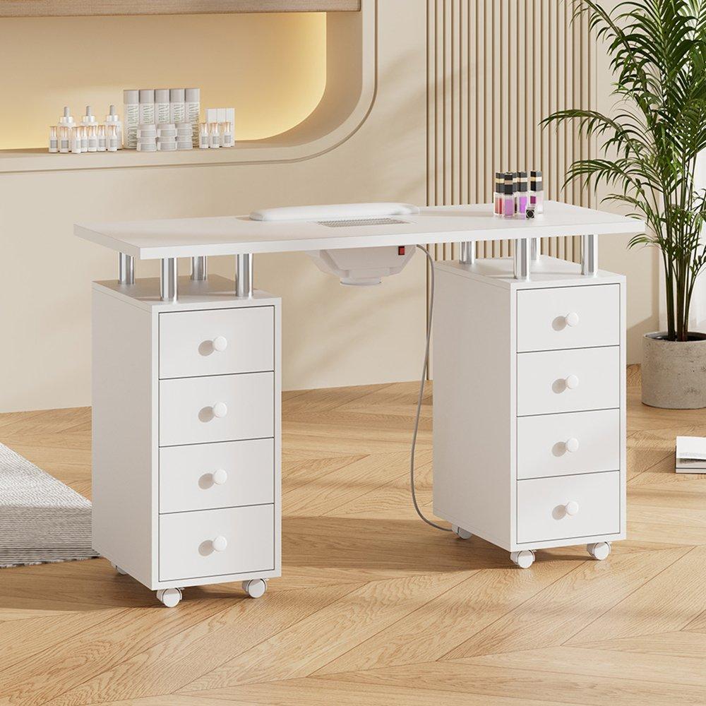 White - SHEONLY - Rolling Manicure Table with Dust Collector - 1